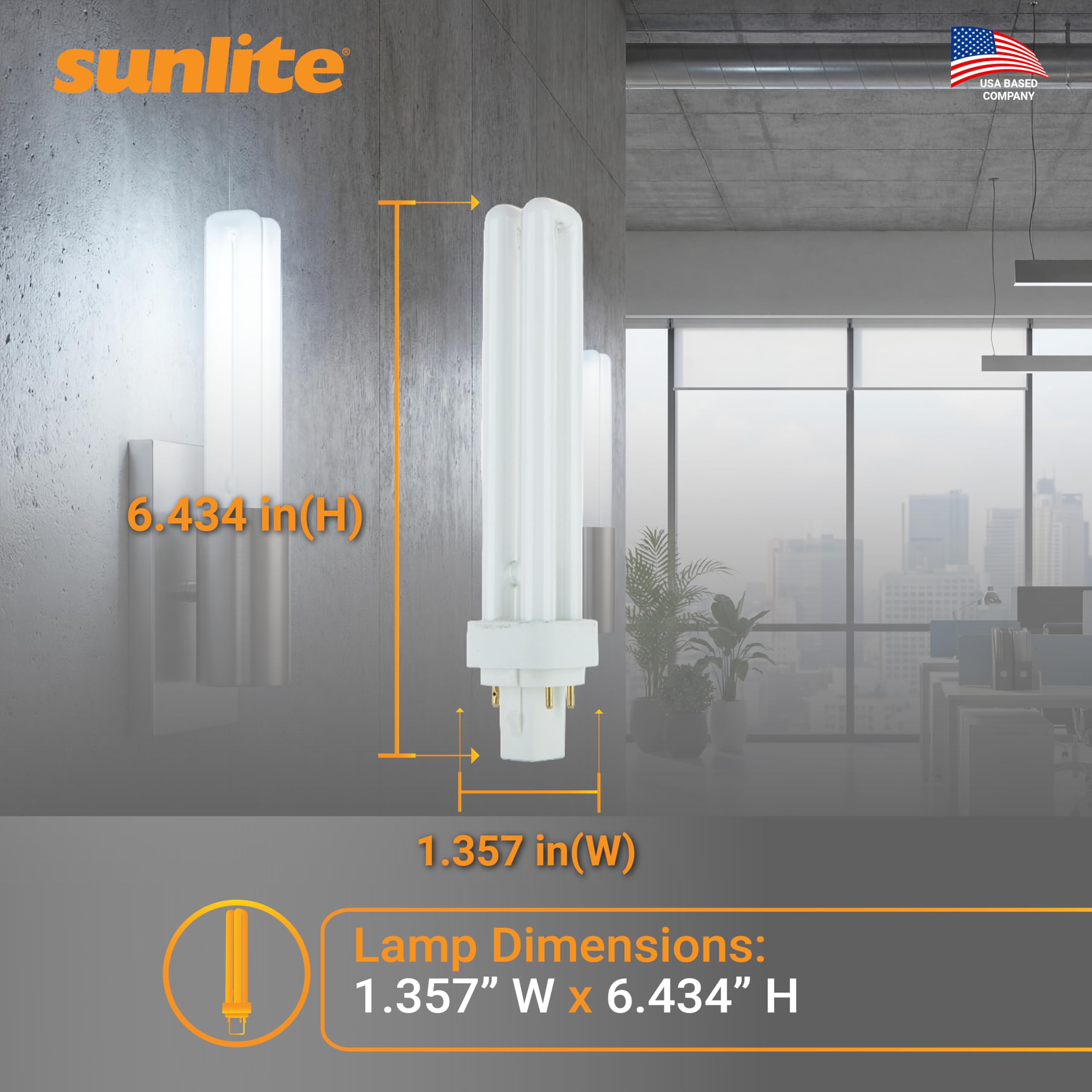 Sunlite PLD18 E SP65K 10PK 6500K Daylight Fluorescent 18W PLD Double U-Shaped Twin Tube CFL Bulbs with 4-Pin — view 3