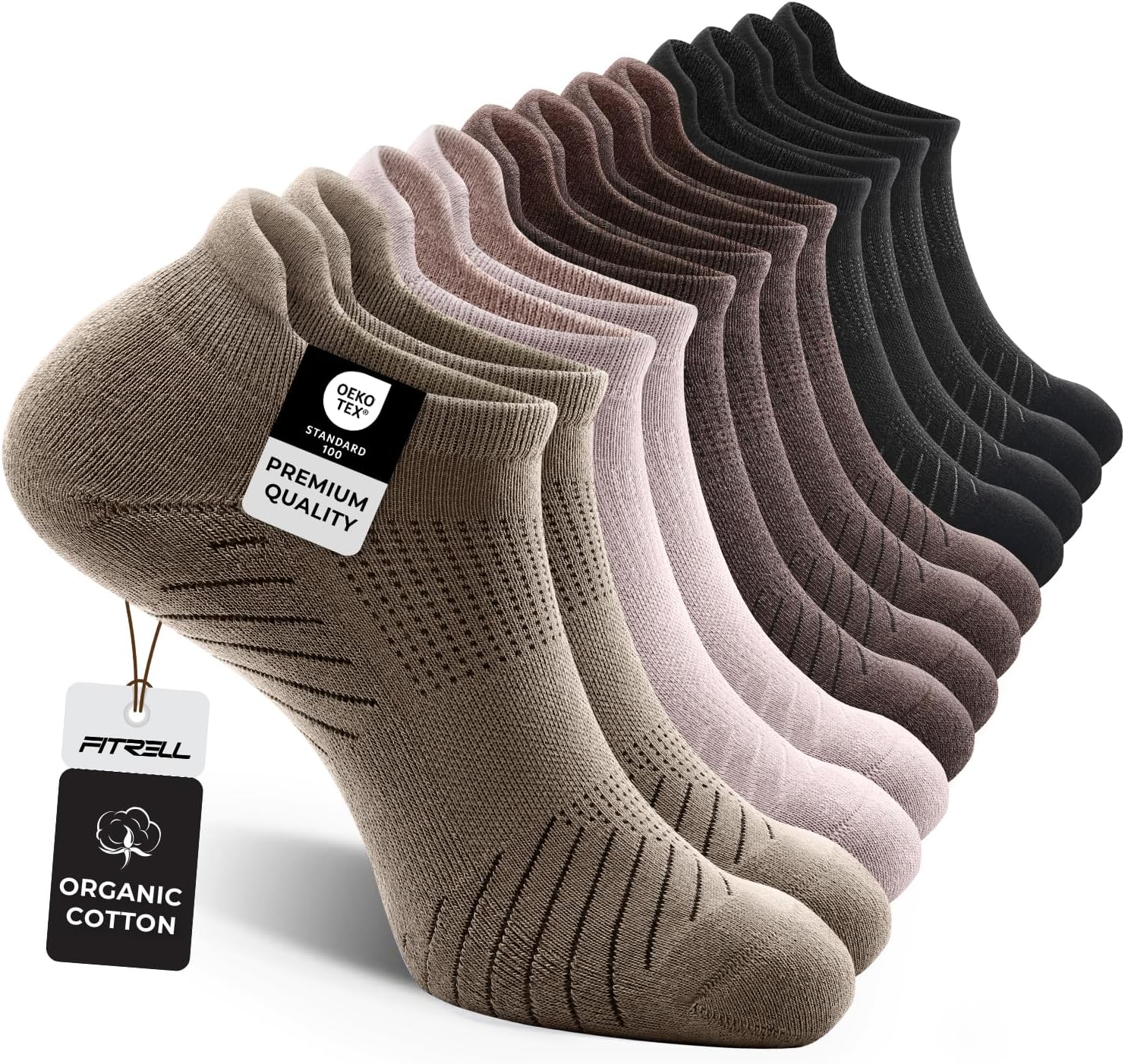 FITRELL 6 Pack Men's Athletic Running Ankle Socks Low Cut Cushioned Wicking Anti-Blister Breathable Sport Socks