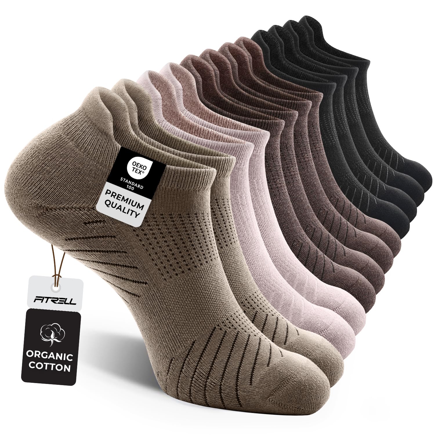 FITRELL 6 Pack Men's Athletic Running Ankle Socks Cushioned