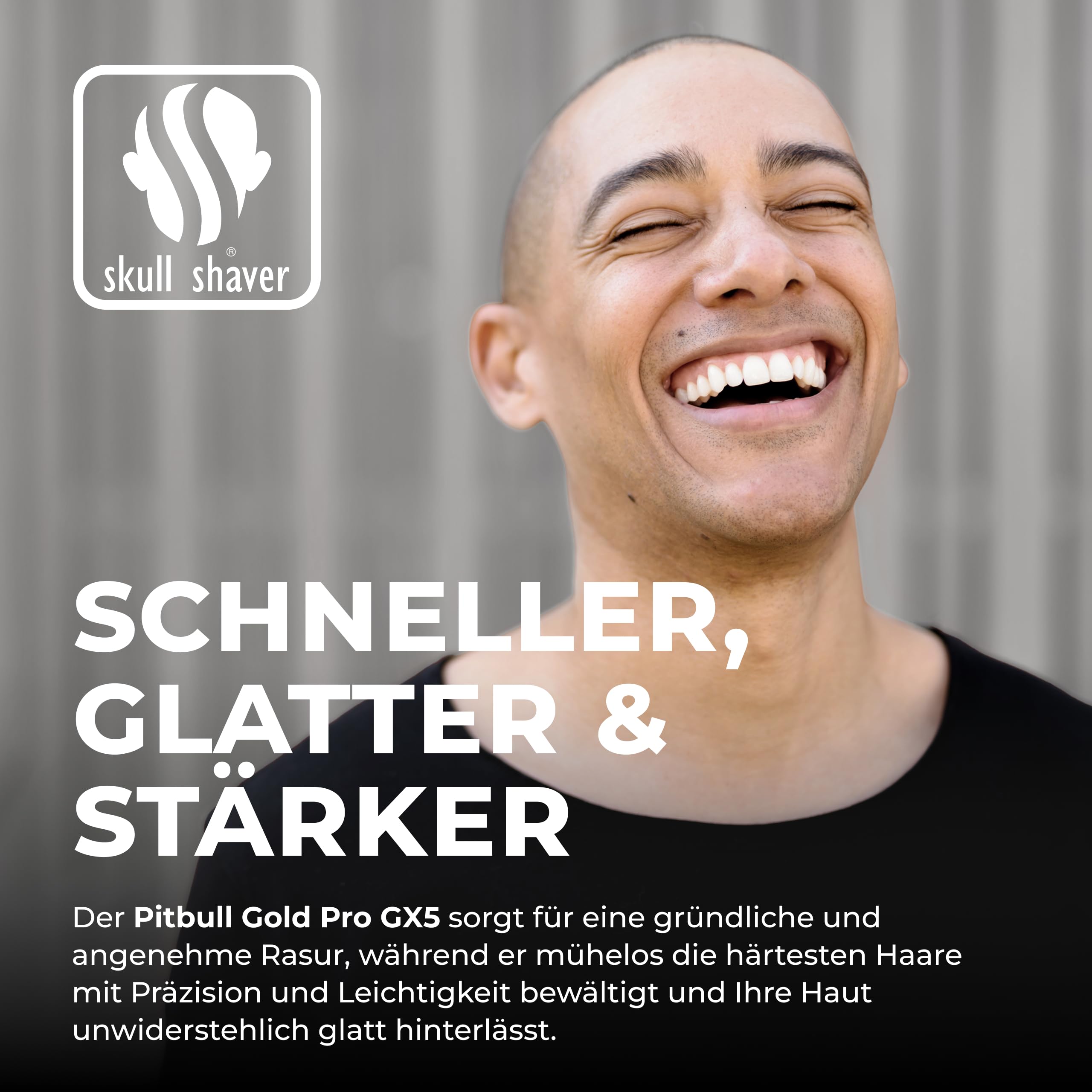 Skull Shaver Pitbull Gold Pro GX5 - Kopf- und Gesichtsrasierer - Kabellos, Nass- & Trockenrasur, Wasserfest, Reisetauglich - Forte Pro Klinge