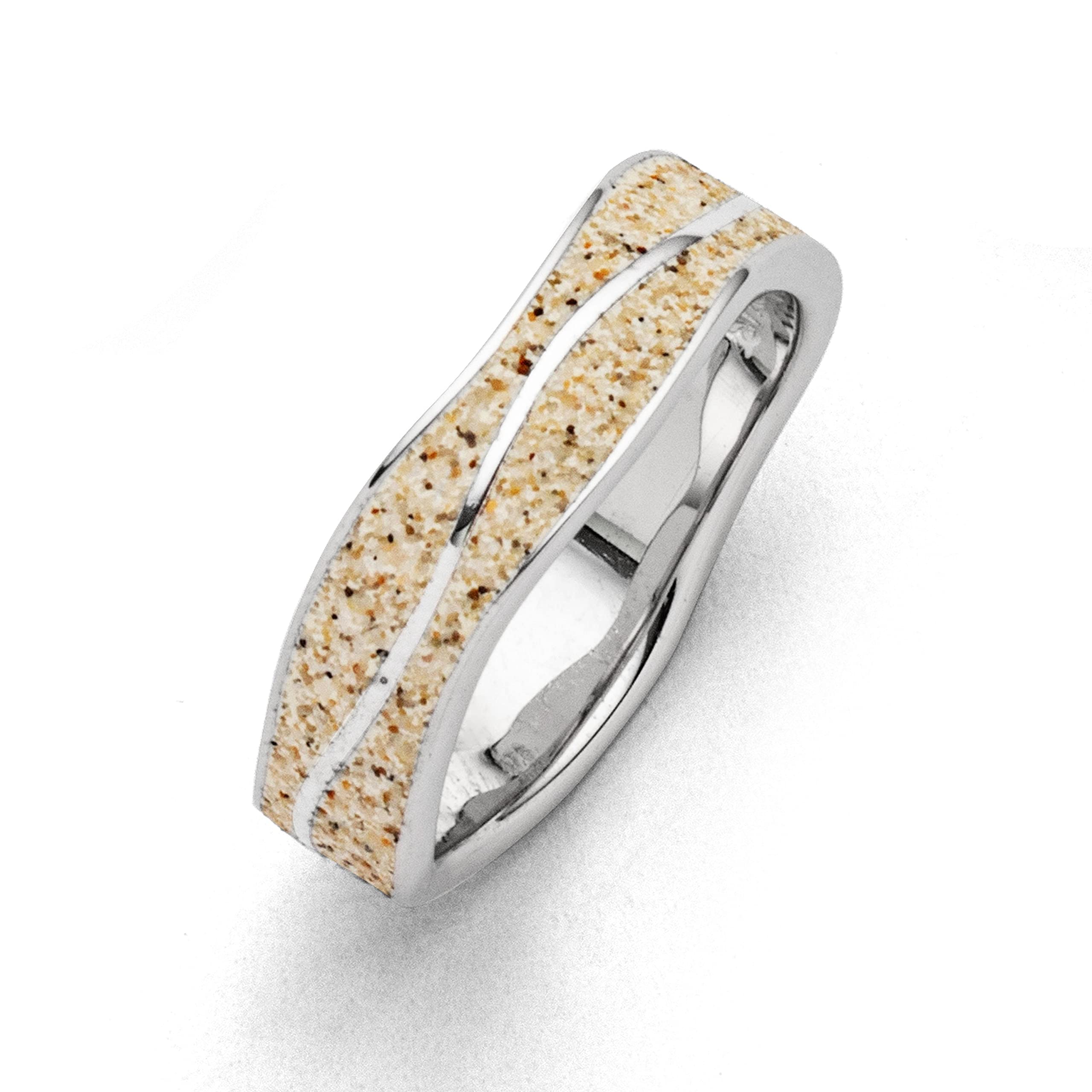 DUR Schmuck Damen Ring WELLEN Strandsand, Silber 925/- rhodiniert (R5108) (62 (19.7))