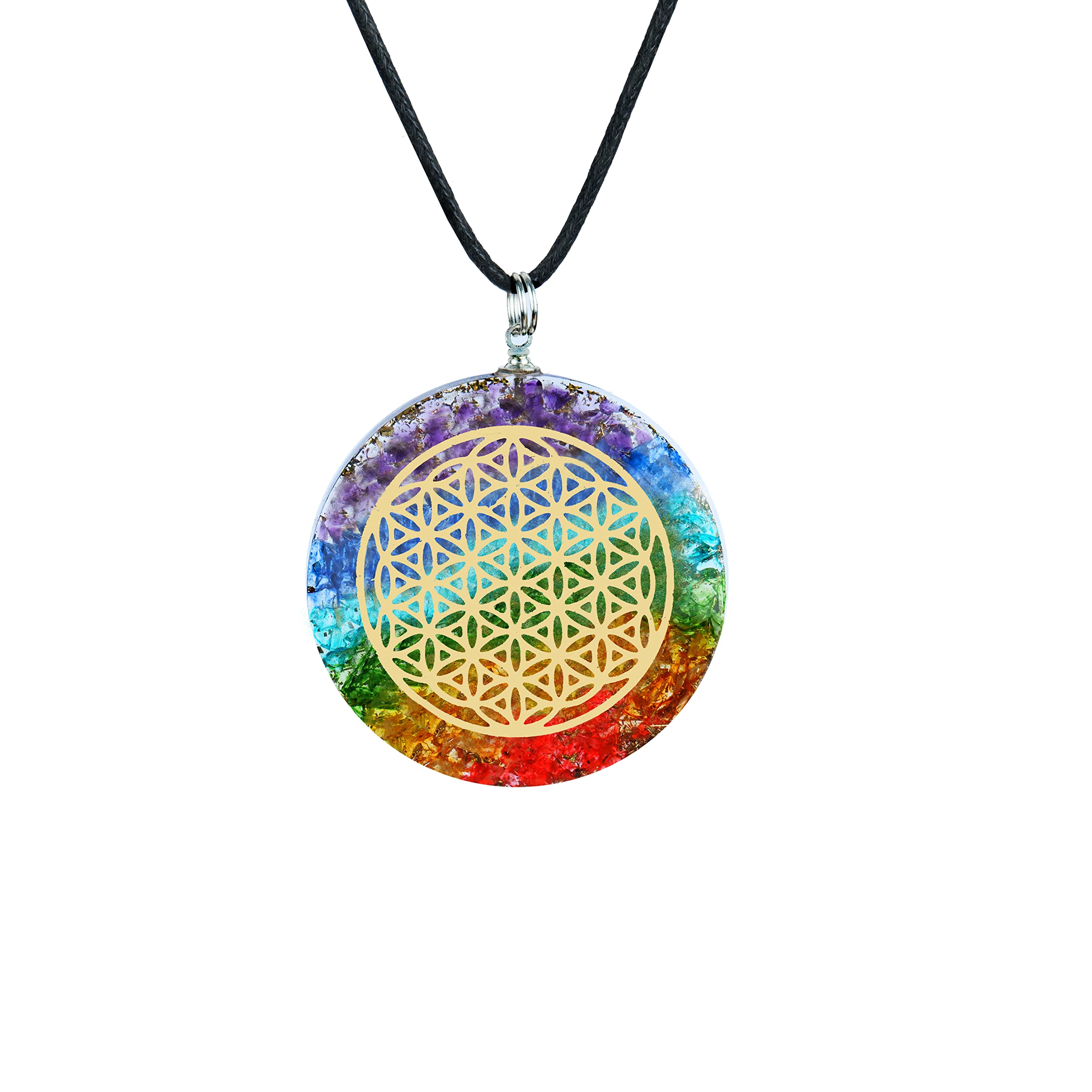 Orgone 7 Chakra Healing Pendants Necklace for E-Energy Protection-Aid Meditation- Positive Energy Generator Healing Orgonite Pendant for Psychic Attack & Calmness (Multicolor)