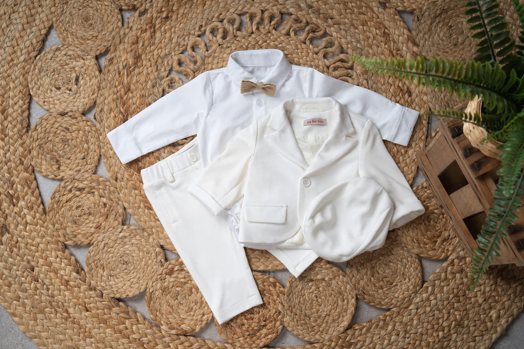 Baby Anzug mit Sakko Taufanzug beige Jungen Anzug langarm Festanzug Taufset Taufoutfit