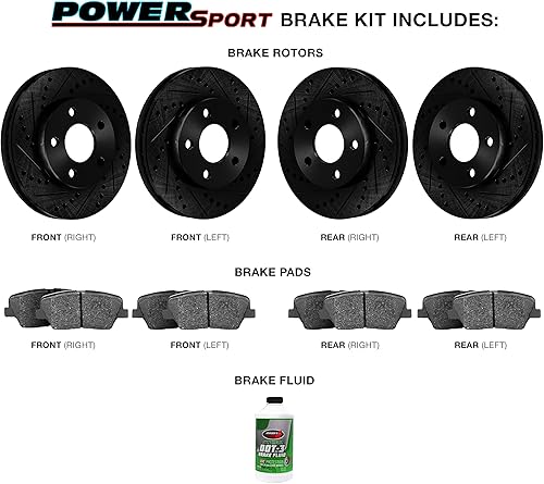 Miniatura 2 de BRAKELABS POWERSPORT Juego de frenos y rotores traseros | Pastillas de freno traseras| Rotores y pastillas de freno|Pastillas y rotores de freno