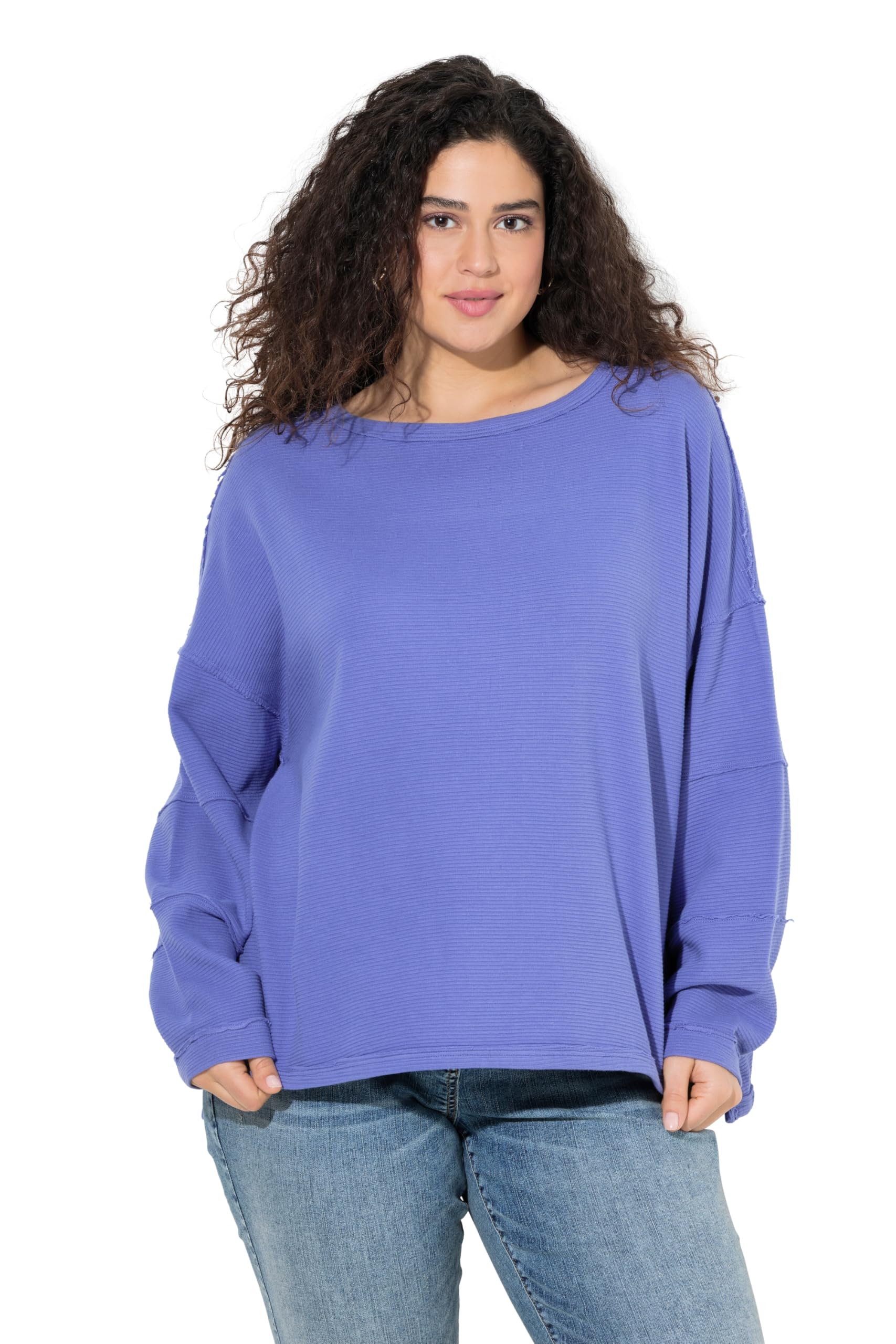 Ulla Popken Women's Open Edge Sweatshirts, lavender, 50-52