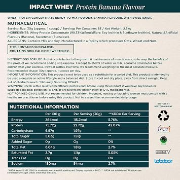 Myprotein Impact Whey Proteins Supplement, 2.5 kg, Banana