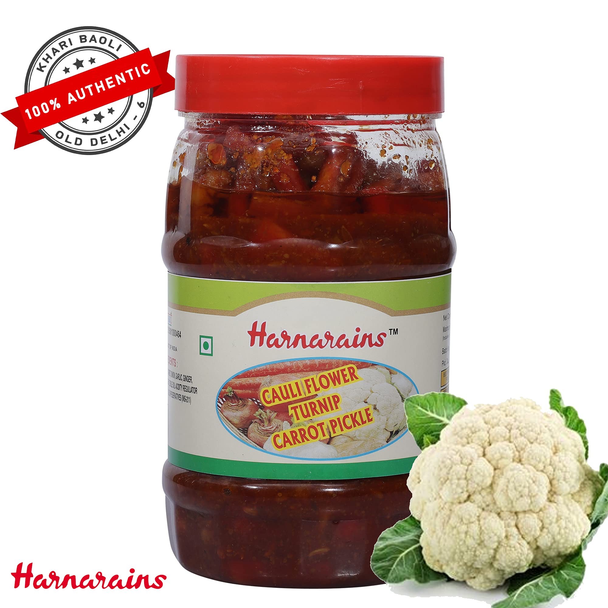 Harnarains (Old Delhi) Cauliflower, Turnip & Carrot Pickle (900 Grams) 1