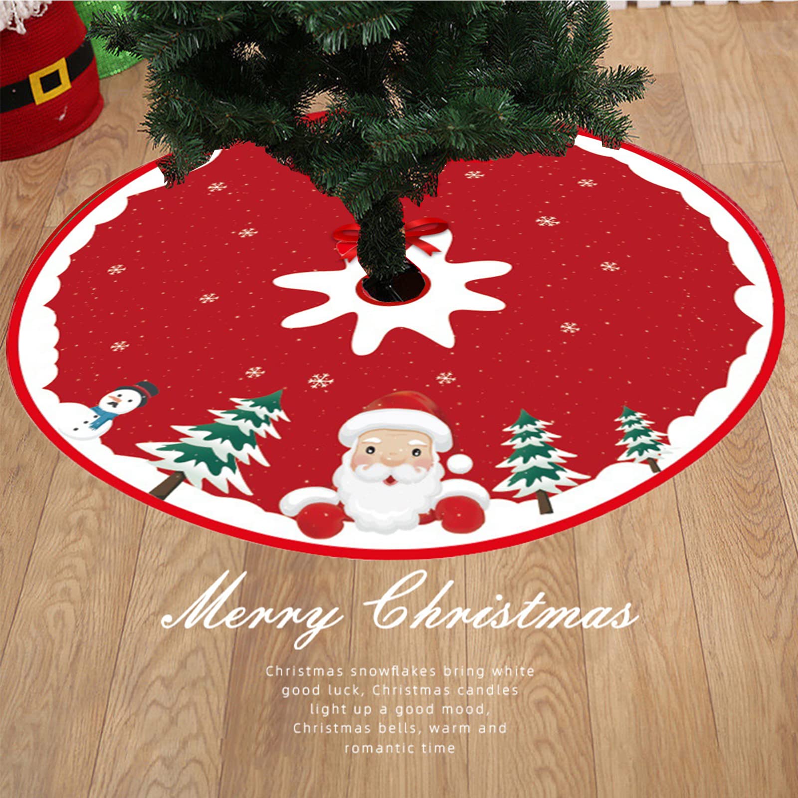 Kerstboom rok kerstboom rok vilt boom mat basis cover kerstman sneeuwpop patroon rode kerstvakantie voor Nieuwjaar thuis (kleur: C1, maat: 105 cm Kerstboom rok kerstboom rok vilt boom mat basis cover kerstman sneeuwpop patroon rode kerstvakantie voor Nieuwjaar thuis (kleur: C1, maat: 105 cm