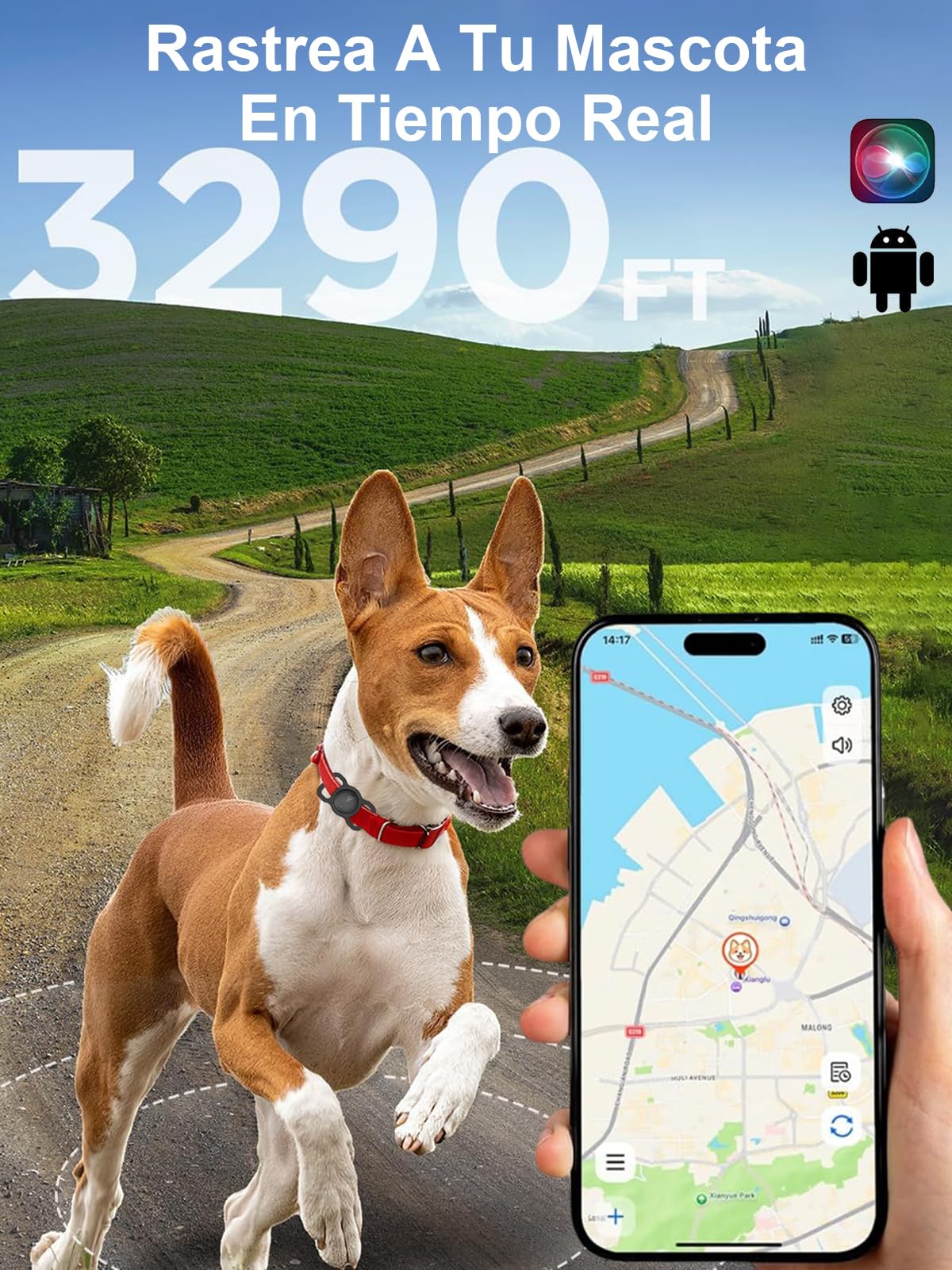GPS Perros,GPS Gatos de Ubicación en Tiempo Real,Localizador Perros Mini Bluetooth,Localizador Gatos sin Suscripción,Compatible con iOS/Android,Batería de Larga Duración,se Puede Usar con Collar,Negro