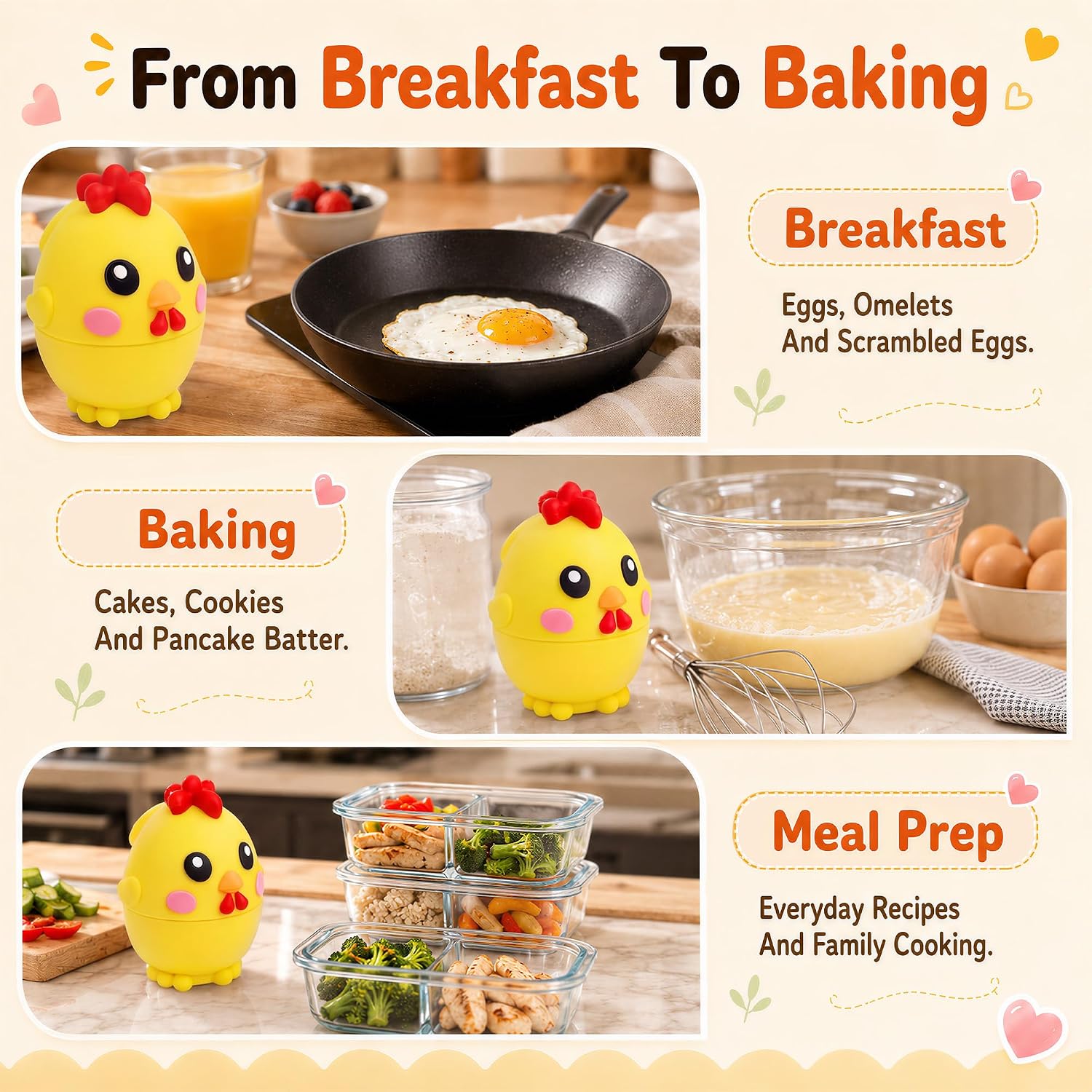Egg Cracker Tool for Raw Eggs Cute Chicken Silicone Egg Shell Opener Yellow image 5