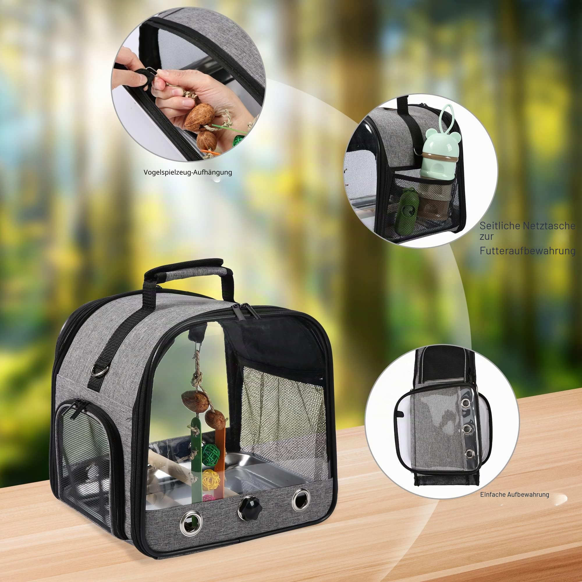 Transportbehälter für Vögel, Vogel transportbox, Vogelkäfig Wellensittich, tragbare Vogelträger Reisetasche, Transparent atmungsaktiver Reisekäfig für Haustiere