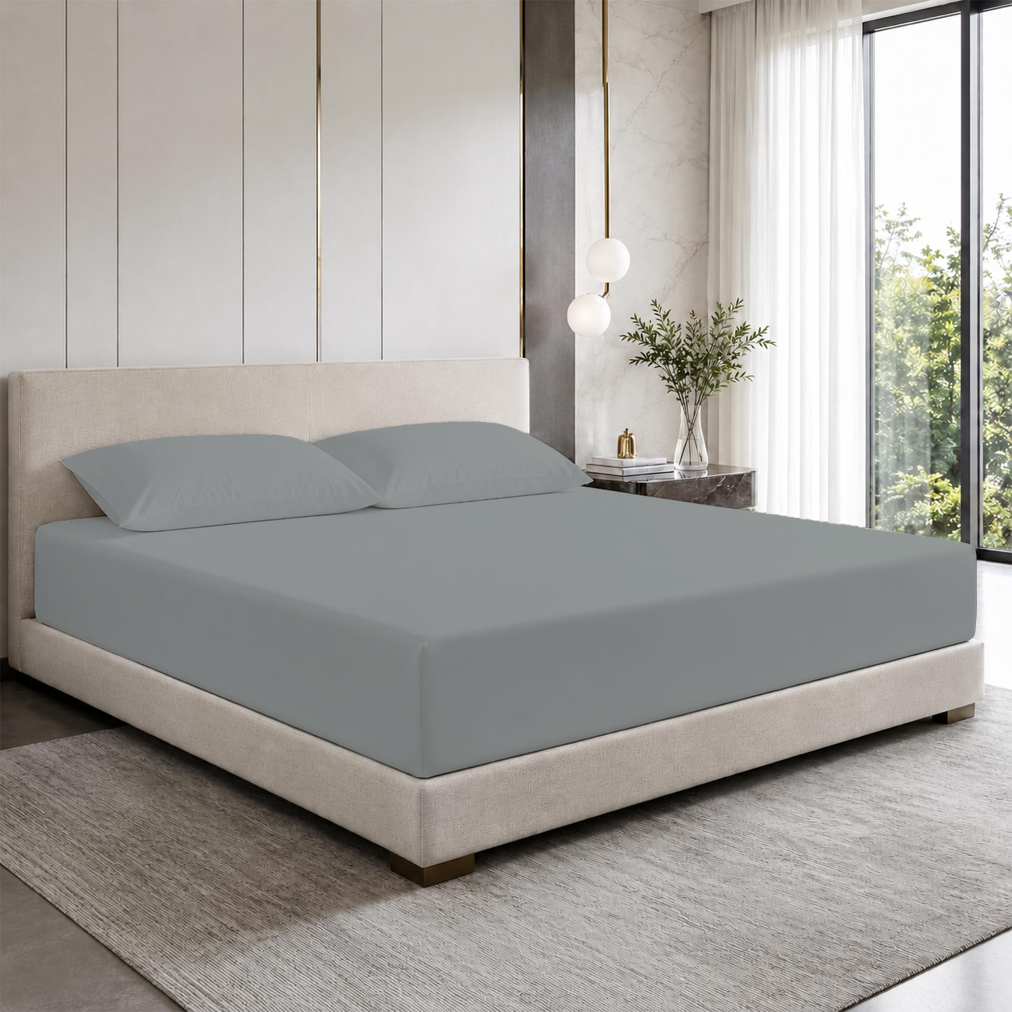 3-Piece King Size Fitted Sheet Set, 40cm Deep Pocket, 400TC Cotton — image 1
