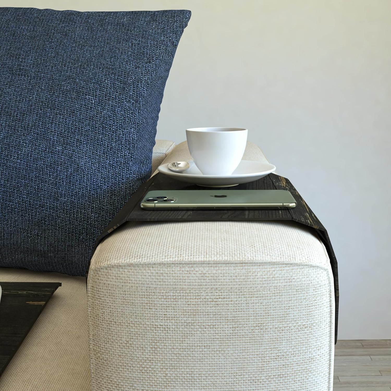 Ultimate Premium Products Set of 2 Wooden Sofa Tray, Armrest Tray Table for Couch, Foldable, Flexible Sofa Tray with 15.8"" x 11"", Snacks, Remote Control or Phone Holder | Dream