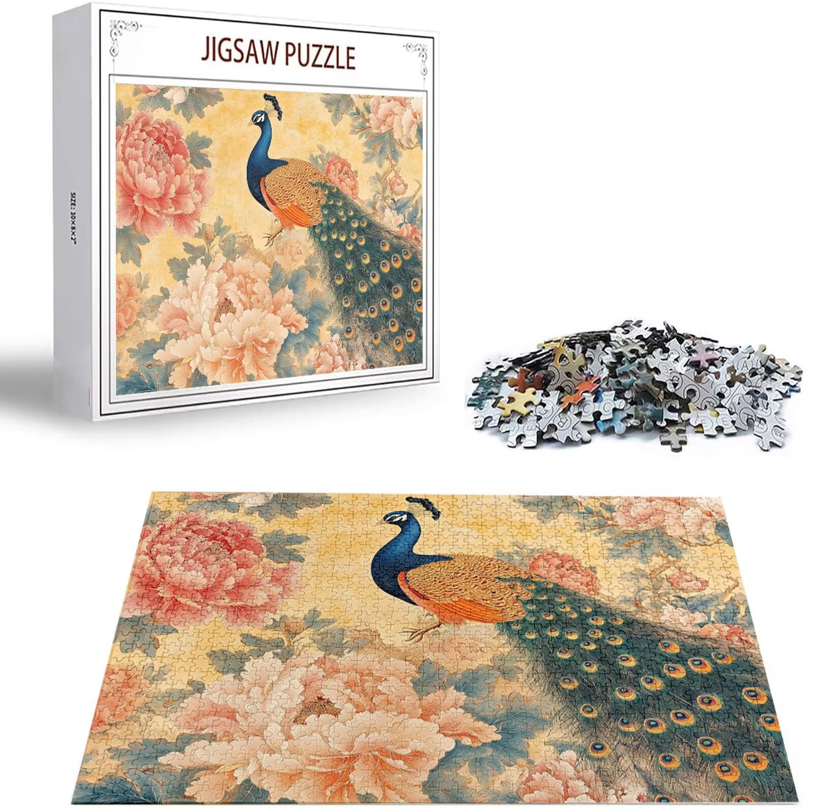 Puzzle 5000 Pezzi, 3 4 5 Anni Puzzle Peonia 6 7 8 Anni Giochi Educativi Sostenibili Con Motivi Per Adulti Da Gioco in Legno Di Alta Qualità Jigsaw Pavone per Gioco Familiare, 2026 Regalo Natale H-4013