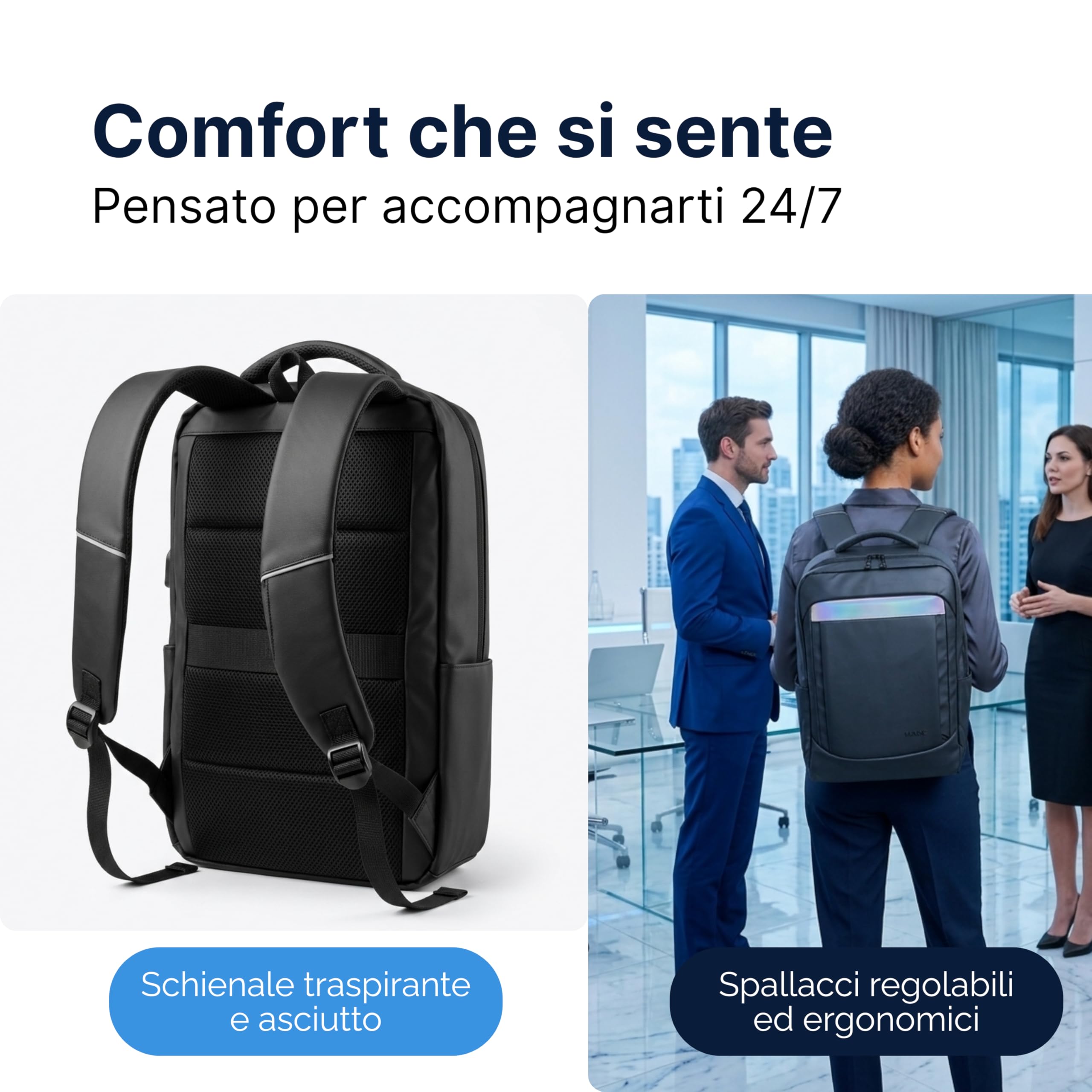 MASC Zaino Elegante per PC, Zaino da Ufficio Business Capiente 29L, ideale anche come Zaino da Viaggio