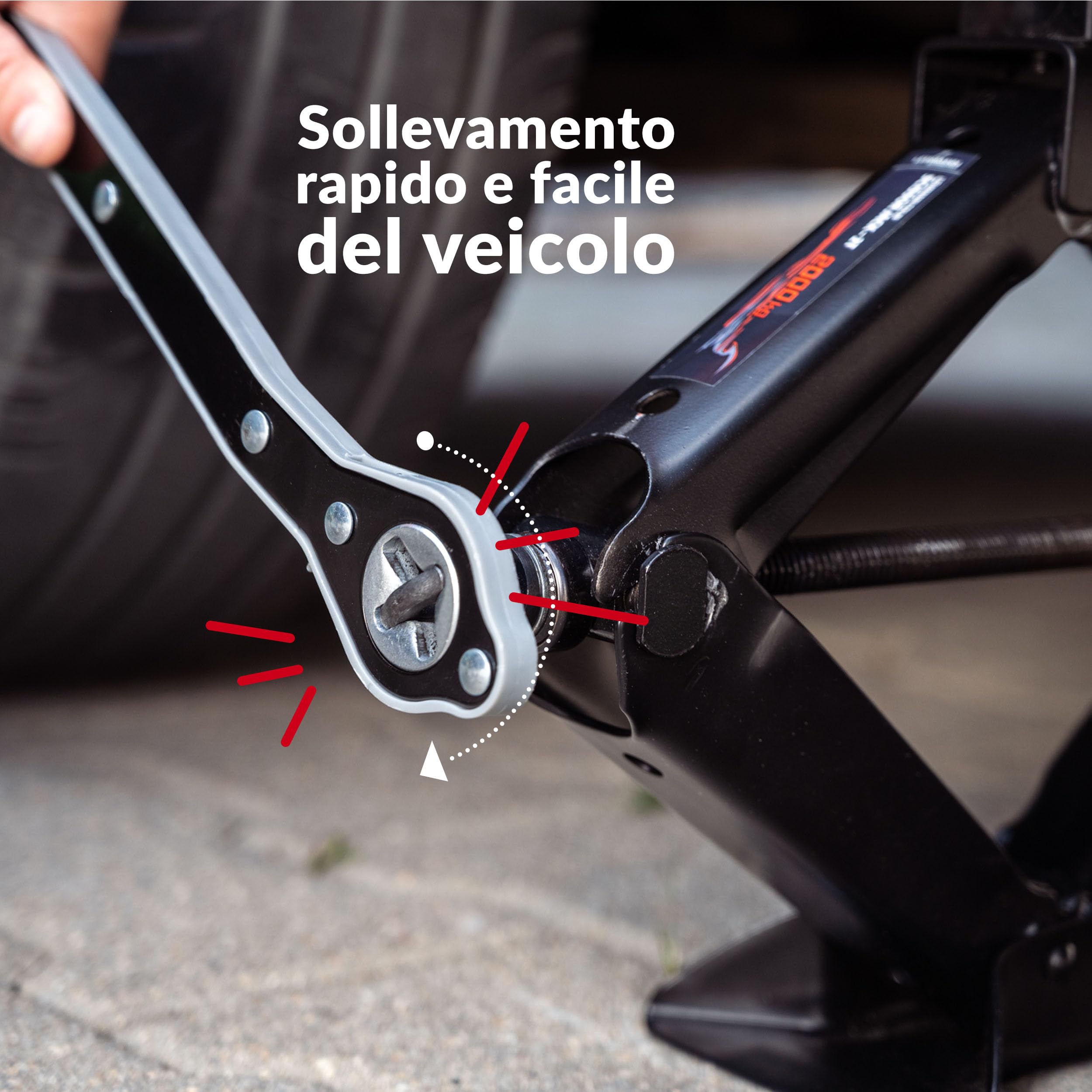 LEHMANN Cric Auto 2T - Cric a Forbice con Chiave a Cricchetto - Regolabile in Altezza 120–420mm – Cuscinetto in Gomma Integrato – ideale per Manutenzione, Riparazione e cambio gomme - Portatile