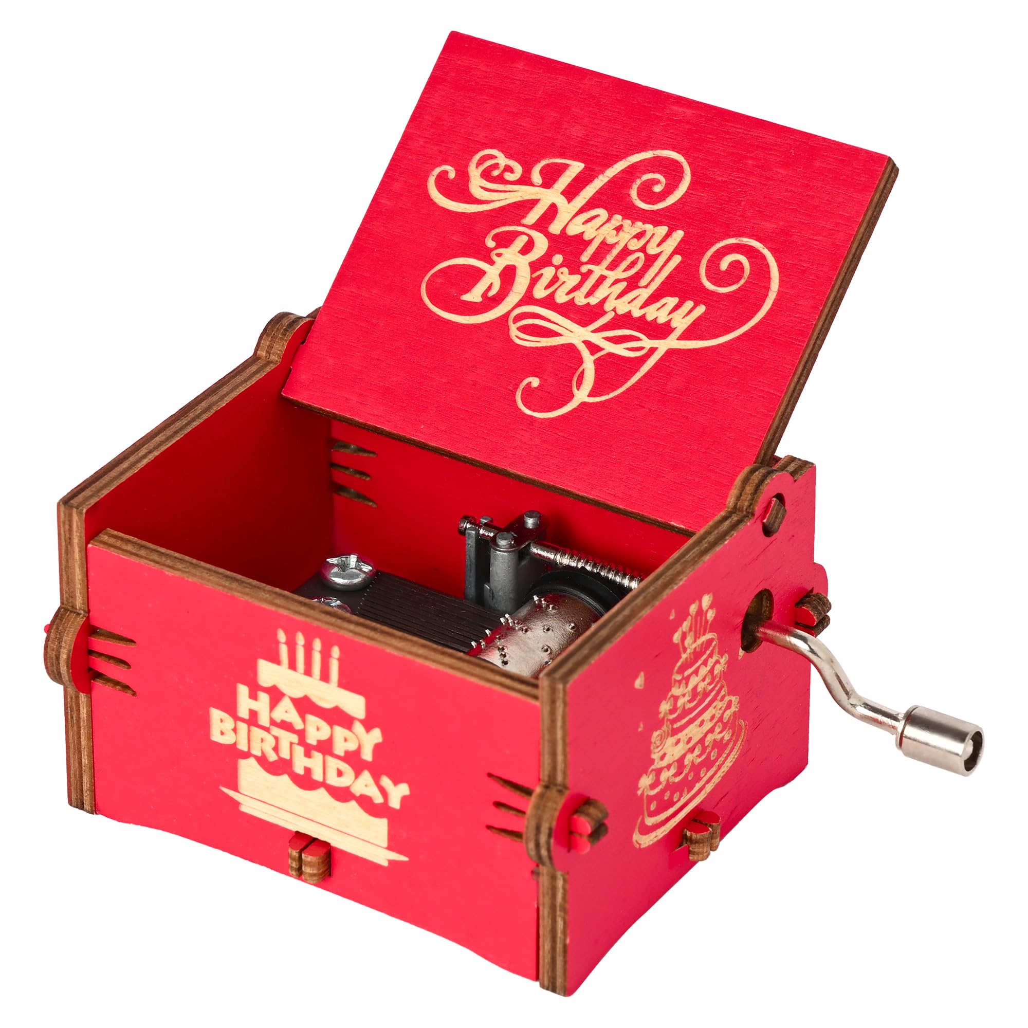 Caaju Music Gift Box, Laser Engraved Happy Birthday Music Box - Wooden Musical Box Mechanism, Hand Crank Music Box - Vintage Music Box Birthday Gift - Birthday Gifts for Him/Her (RED) (B097J9H554) Amazon Price History, Amazon Price Tracker