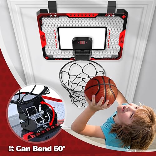 Miniatura 3 de Aro de baloncesto para interiores para niños de 5, 6, 7, 8, 9 y 10 años, mini aro de baloncesto con marcador electrónico sobre la puerta, juguetes
