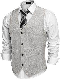Men's Casual Business Vests Lightweight Waistcoat Slim Fit Suit Vest