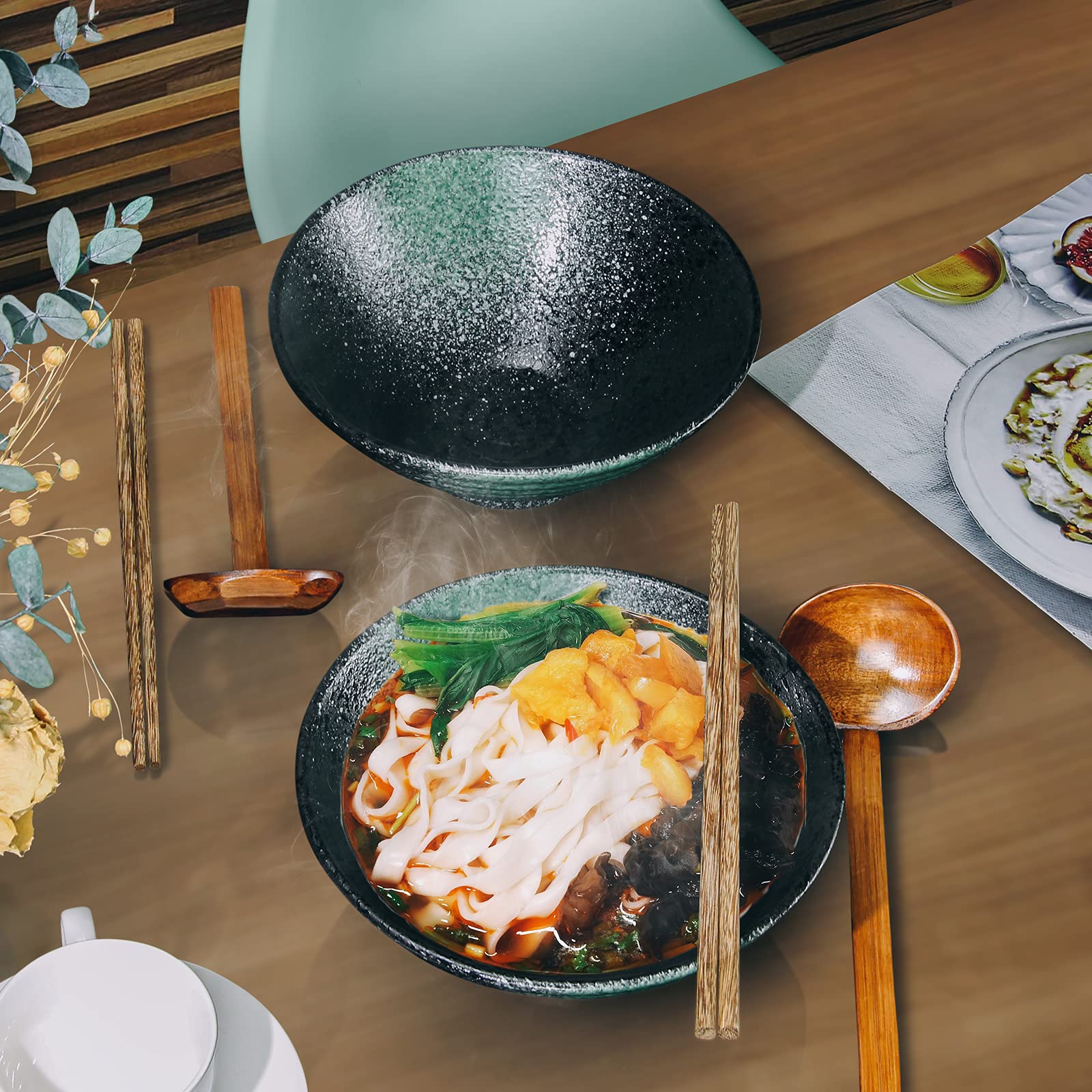 2 Bols à Ramen En Céramique Noble Createaprototype - 1000 Ml, Avec Cuillères Et Baguettes