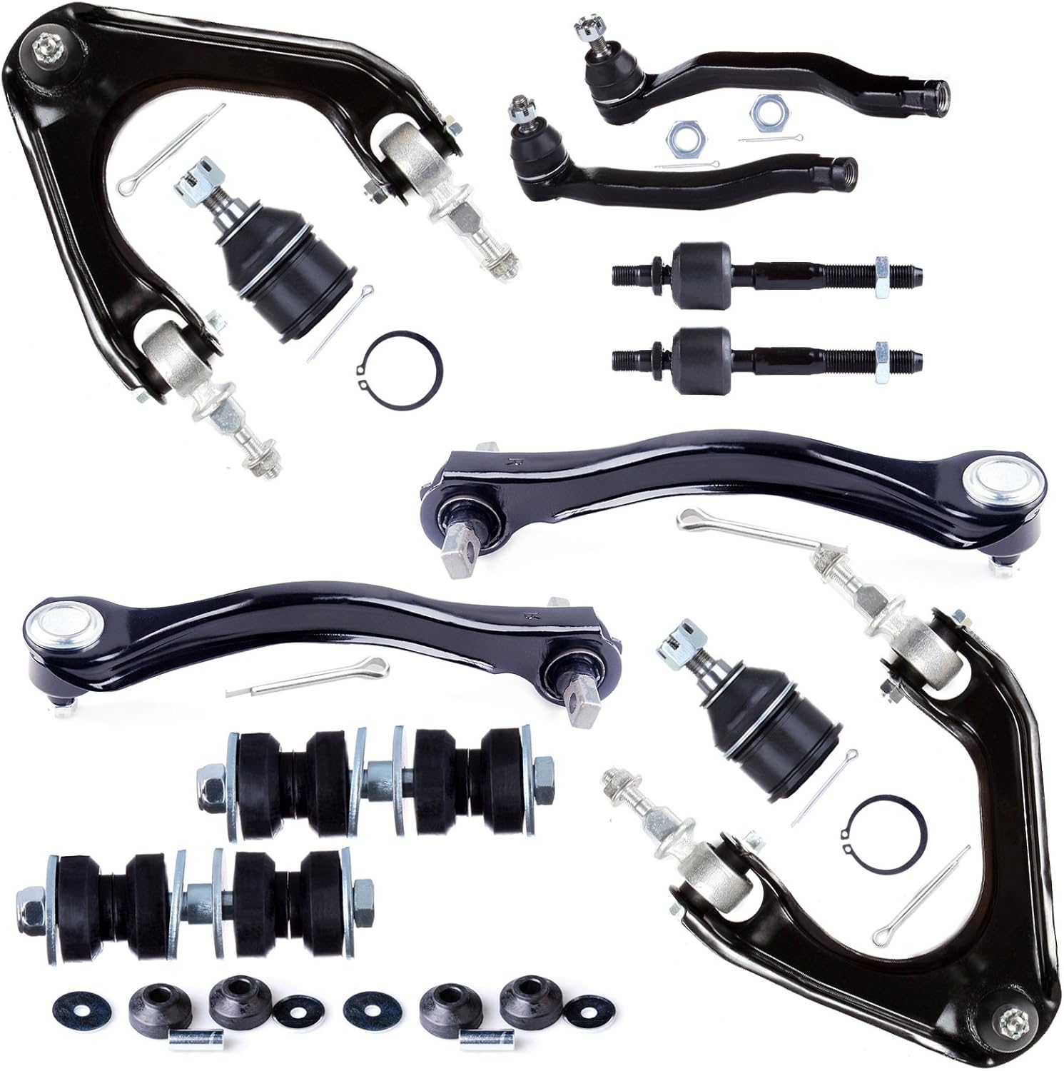 SCITOO 14pcs Suspension Kit Front Rear Upper Control Arm Inner Outer Tie Rod End Upper Shock Mount Bushing Lower Ball Joint Fit 1990-1993 For Honda For Accord