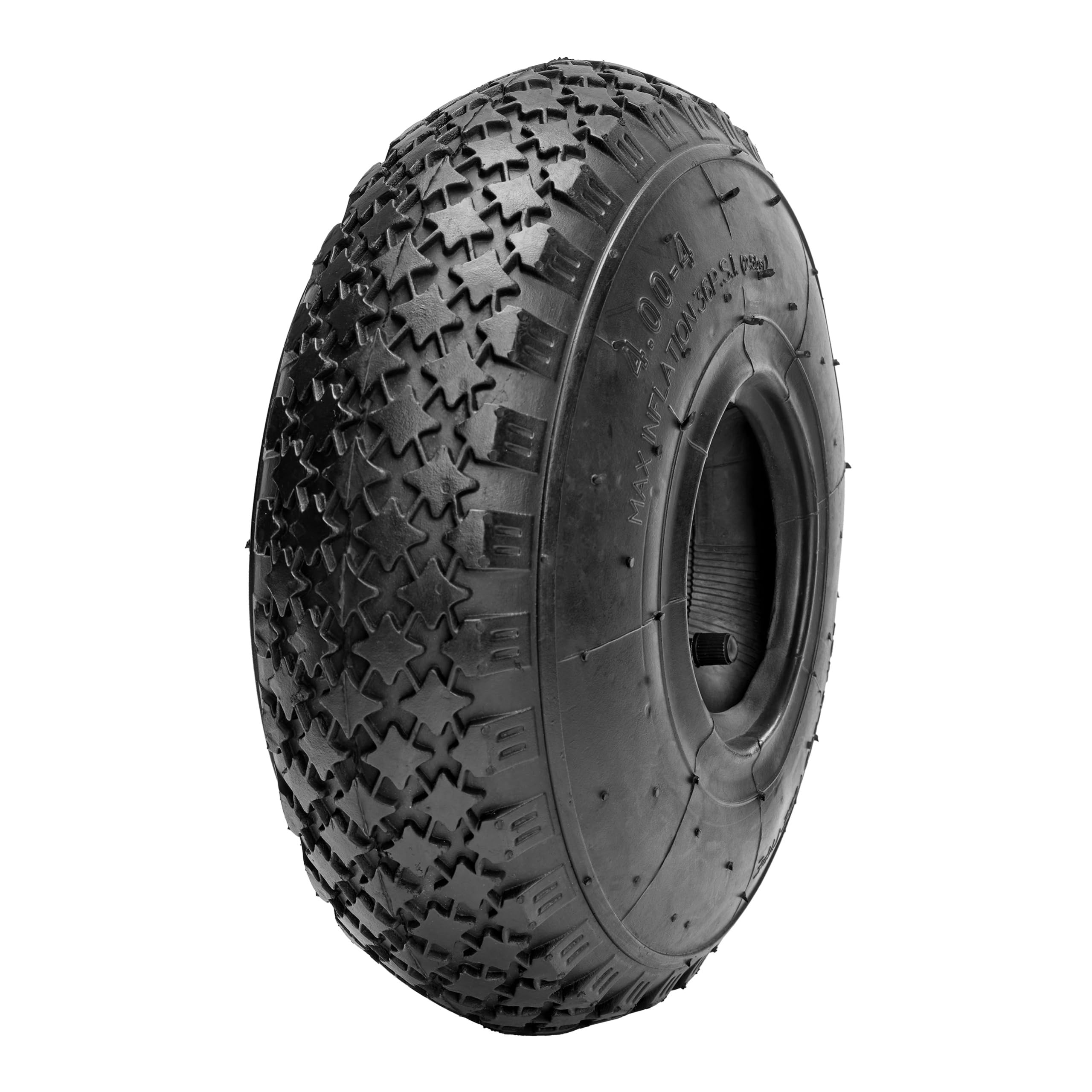 Garronda Reifen Set 4.10/3.50-4 mit Schlauch Schubkarrenreifen Ersatzreifen Schubkarre Bollerwagen Autoventil 2PR Gummi Ø 275 mm für Gartenwagen Hof Baustelle GD-0164, Schwarz