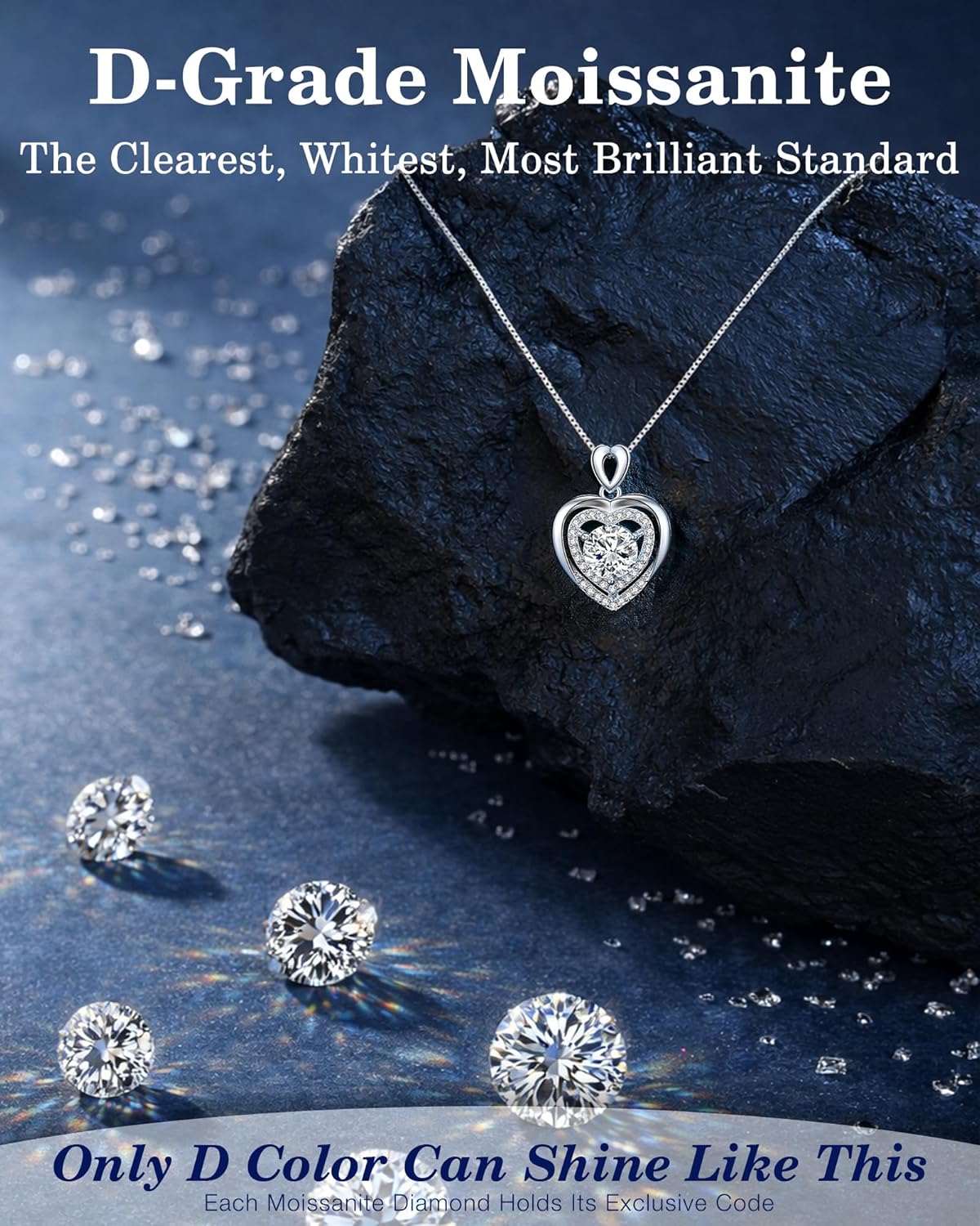 Gift for Wife from Husband, 1-2 Carat Heart Moissanite Necklace, 18K Gold Plated 925 Sterling Silver Pendant, Romantic Anniversary, Birthday, or Valentine’s Day Gift with Elegant Gift Box for Her - Image 3