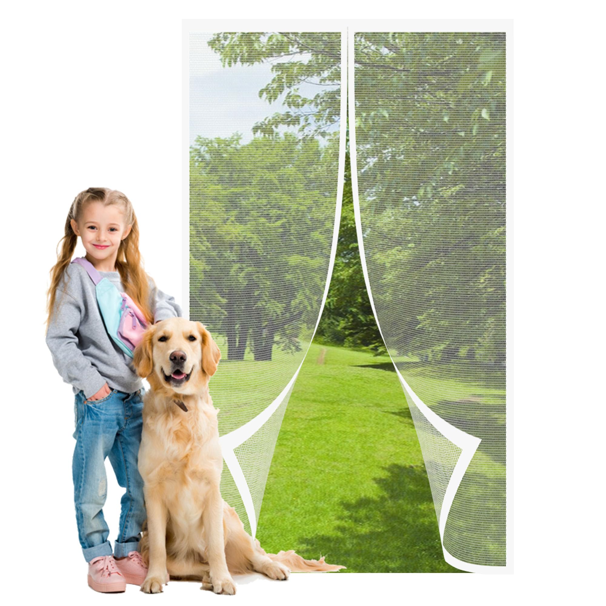 Moustiquaire porte aimantée 116x241 cm blanc en maille ultra fine
