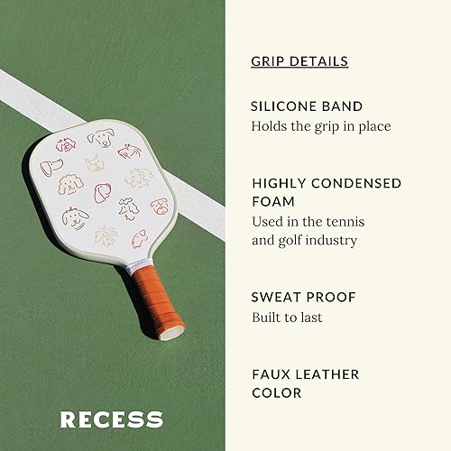 Miniatura 4 de Recess Pickleball Paletas individuales - Superficie de fibra de vidrio, núcleo de panal - Agarre cómodo de espuma a prueba de sudor - Funda de lona