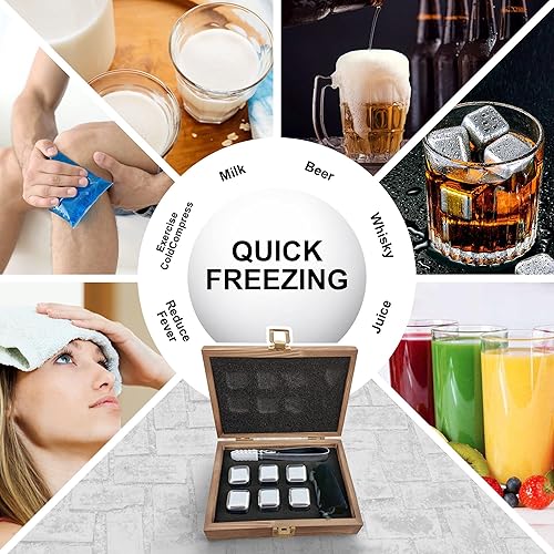 Miniatura 3 de Juego de 6 piedras de whisky personalizado, regalo de padrinos de boda, caja de piedra de whisky personalizada, juego de cubitos de hielo de acero