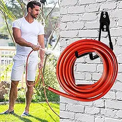 Suporte de mangueira de jardim de metal, suporte de mangueira resistente montado na parede para jardim externo