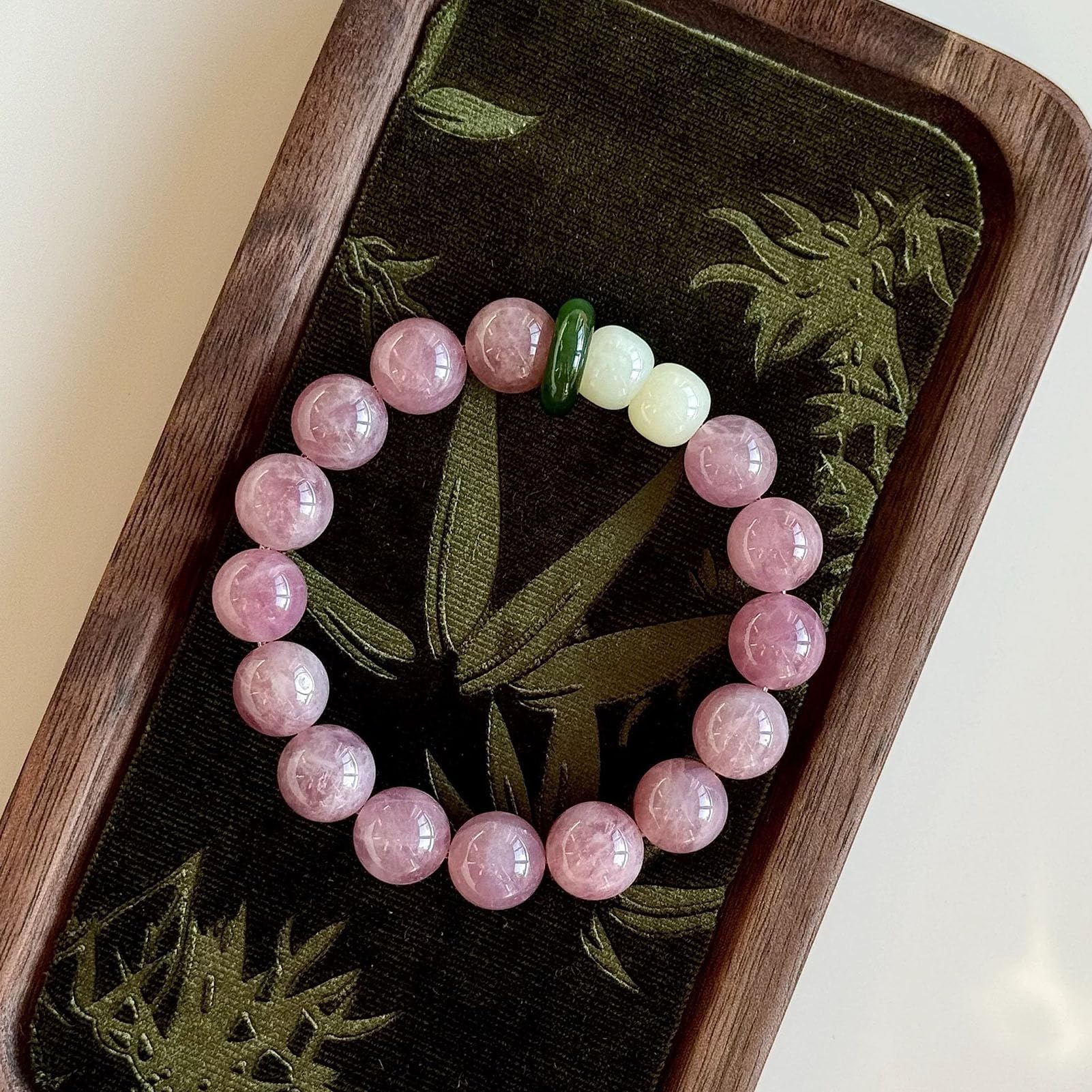 Bracciale Elasticizzato Fatto a Mano con Pietra preziosa Rosa Naturale Braccialetti Naturali Bracciale con Quarzo Rosa, per Amore, energia positiva, Meditazione Yoga Unisex,11MM