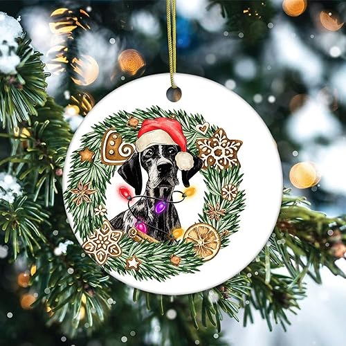 Miniatura 2 de Cheyan Divertida corona de perro y flores, adorno de porcelana de Navidad, decoración del hogar, colgantes de Navidad, amantes de los perros, adorno