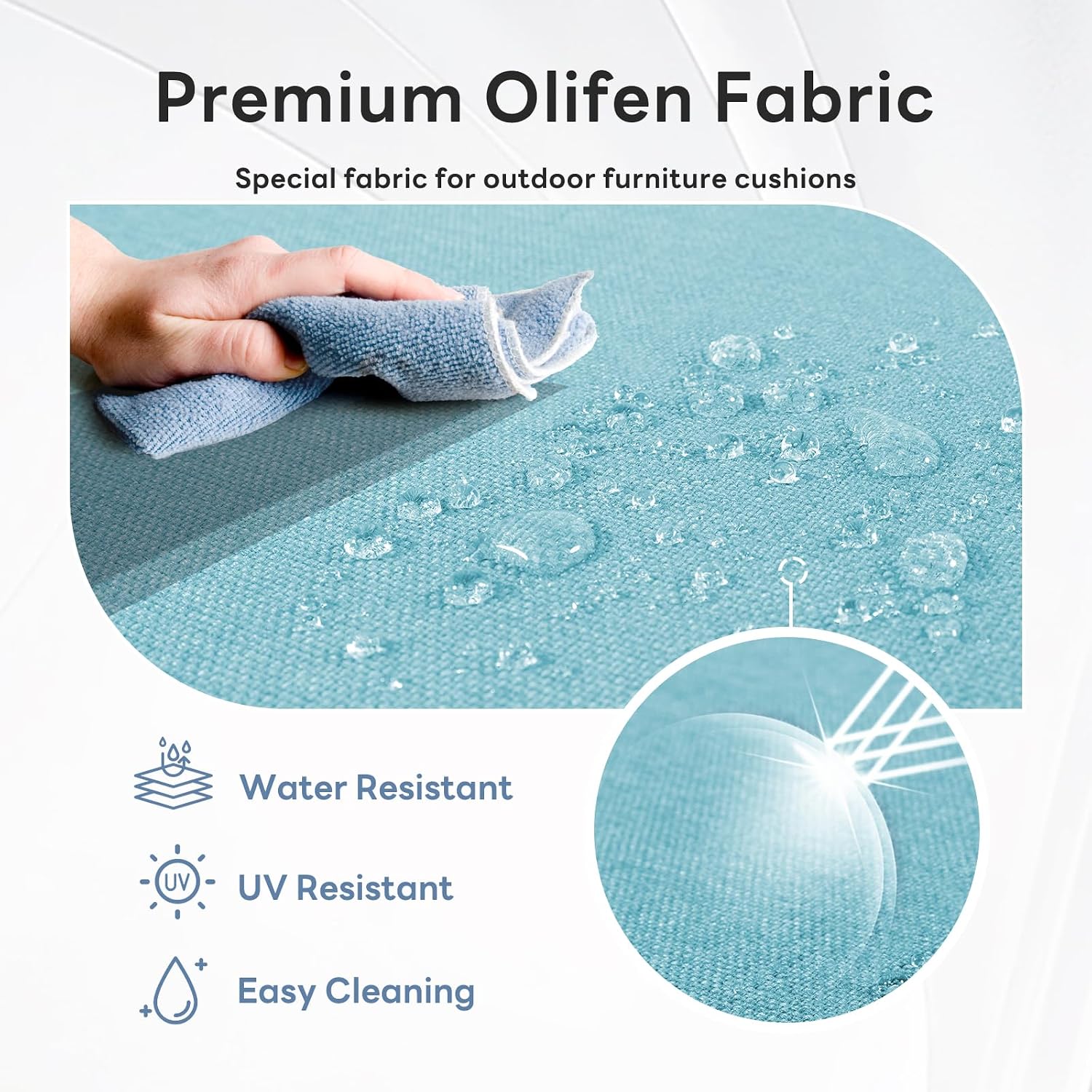 6 inches Thicker Outdoor Chair Cushion Set- 24" *24" *6" Waterproof Patio Furniture Cushions with Removable Cover, 28D High Density Sponge Filling Thicken Outdoor Patio Cushions - Turquoise thumbnail