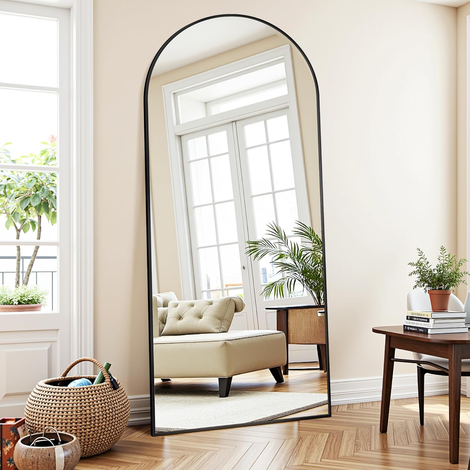 Floor Mirror, 71"×28" Full Length Mirror with Stand for Bedroom Living Room, Black