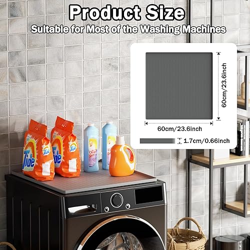 Miniatura 2 de 2 fundas para lavadora y secadora para la parte superior, 23.6 x 23.6 pulgadas, alfombrilla protectora de silicona para lavadora y secadora,