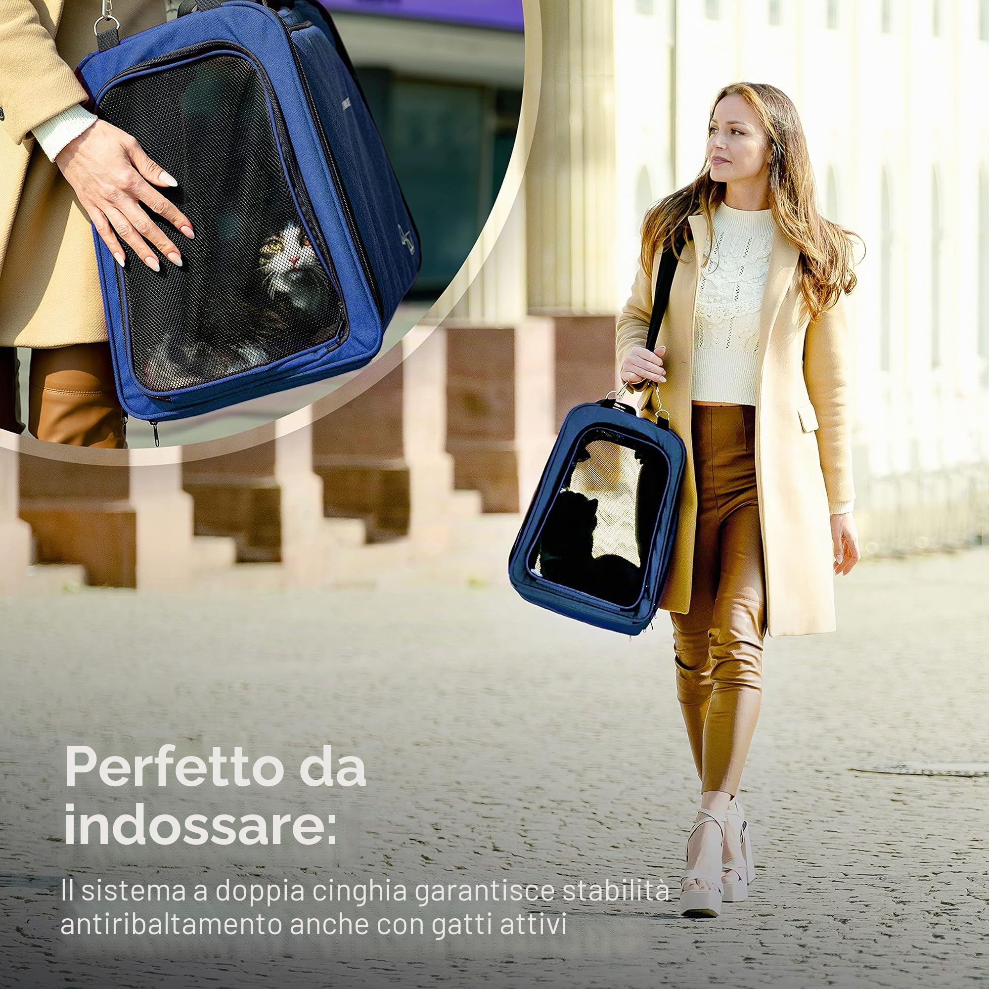 Trasportino per Gatti con Lettiiera per Gatti per Viaggi in Auto, Borsa Pieghevole per Trasporto Gatti con Lettiiera (Scatola per Lettiera), Borsa per Gatti Plus Cat's Premium Suite