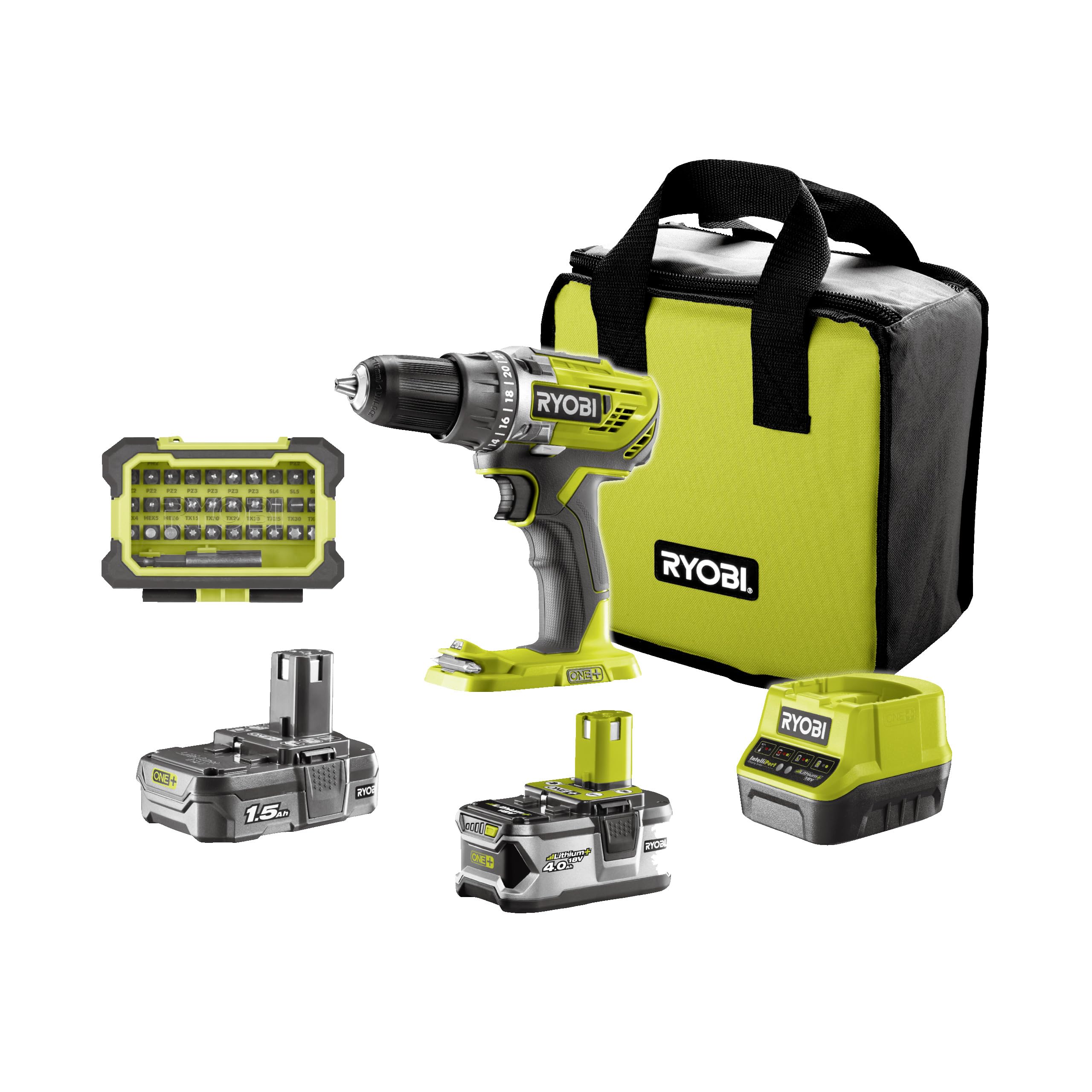 Ryobi 18V Impact Drill Screwdriver - 2 Speed With 2Ah Battery & Charger