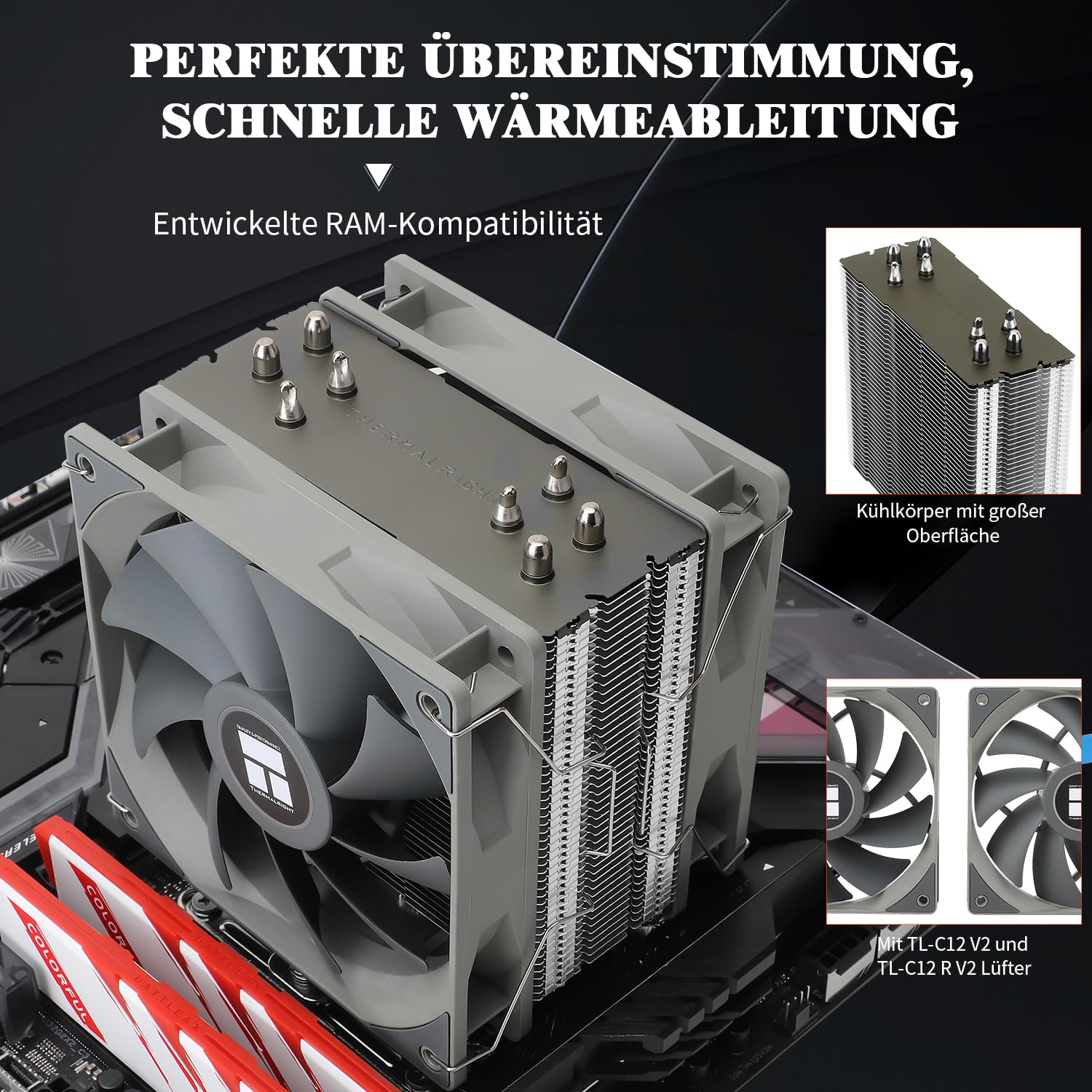 Thermalright Assassin Spirit 120 V2 Plus Refroidisseur d'air pour processeur, 4 caloducs, double PWM Quiet Fan pour AMD AM4 AM5/Intel 1700/1150/1151/1200(AS120 V2 Plus)