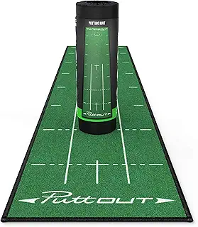 PuttOUT パターマット パター練習マット 【 実際のグリーンを極限まで再現 】 ゴルフ練習 マット パター練習器具 3m 2m 室内 (巻きぐせがつきにくくコンパクト収納)