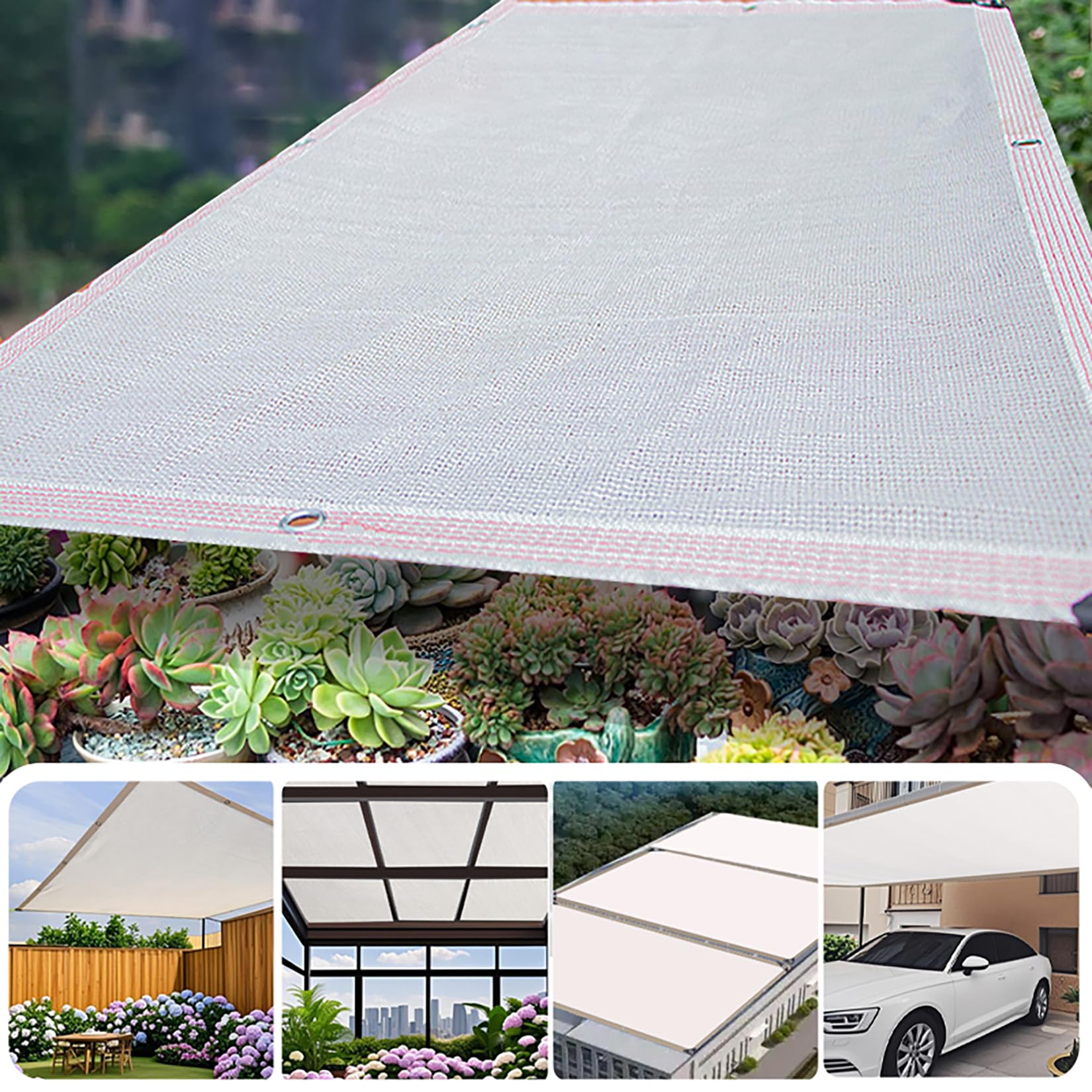 Malla de Sombra Valla de Privacidad,Red de Sombra con Ojales para Invernadero Toldo para jardín,50% protección UV, para Patio terraza, Plantas, gallinero (5x6m)