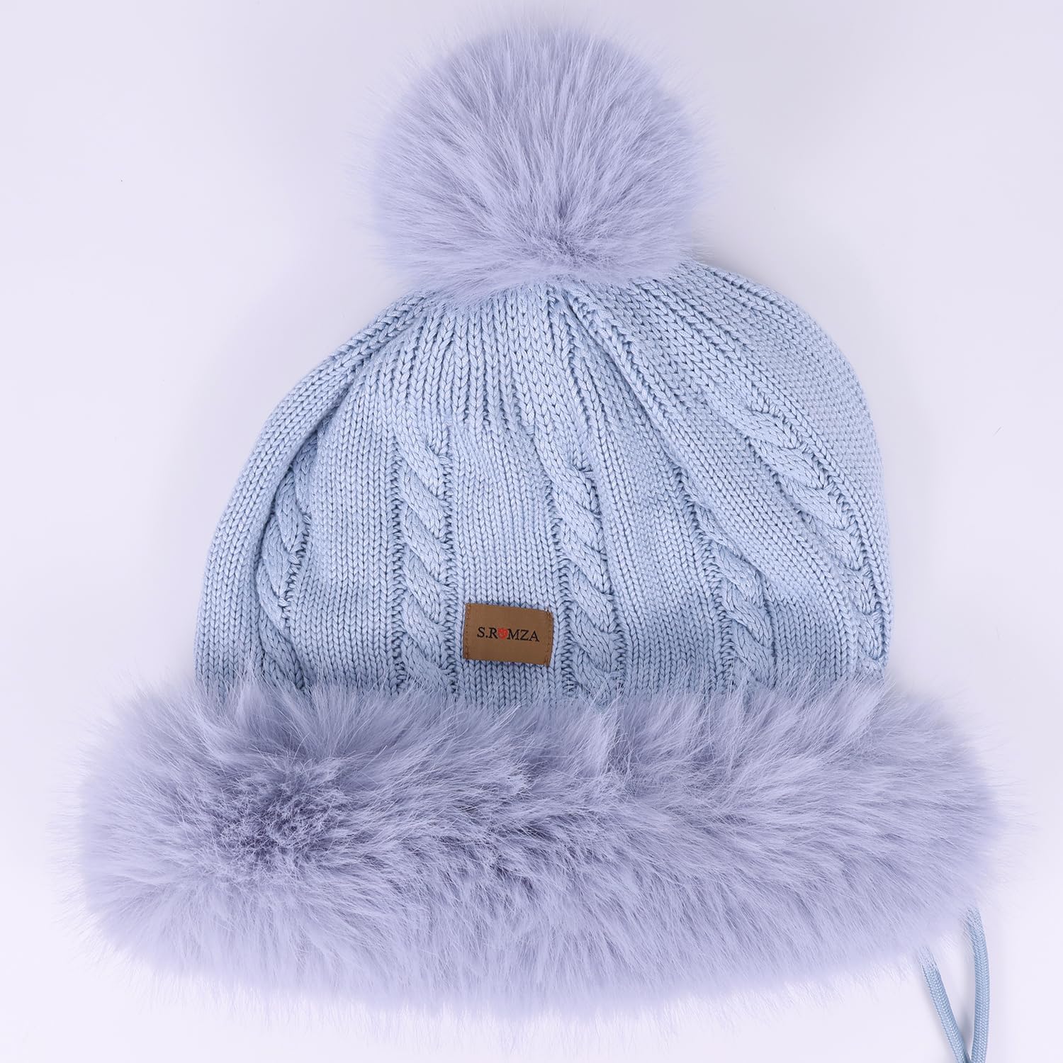 Pelliccia Sintetica Cappello a Maglia da Donna con Pompom Caldo Cranio cap Proteggere l'orecchio Inverno Berretto Cappello per Le Donne