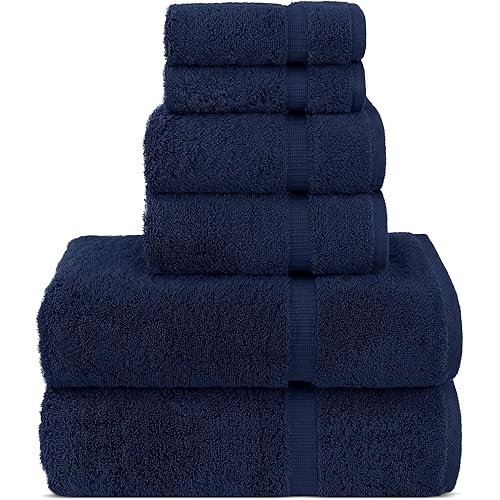 Chakir Turkish Linens Luxury Spa and Hotel Quality Premium Turkish Cotton 6-Piece Towel Set (2 x Bath Towels, 2 x Hand Towels, 2 x Washcloths)
