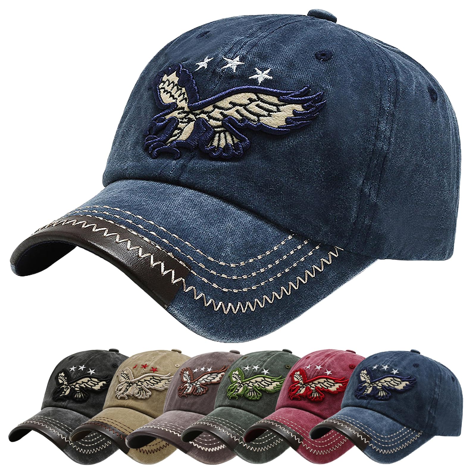 BaynetinMen Distressed Baseball Cap,Unisex Casual Cotton Embroidery Eagle Vintage Trucker Hat,Streetwear Snapback Outdoor Sports Cap