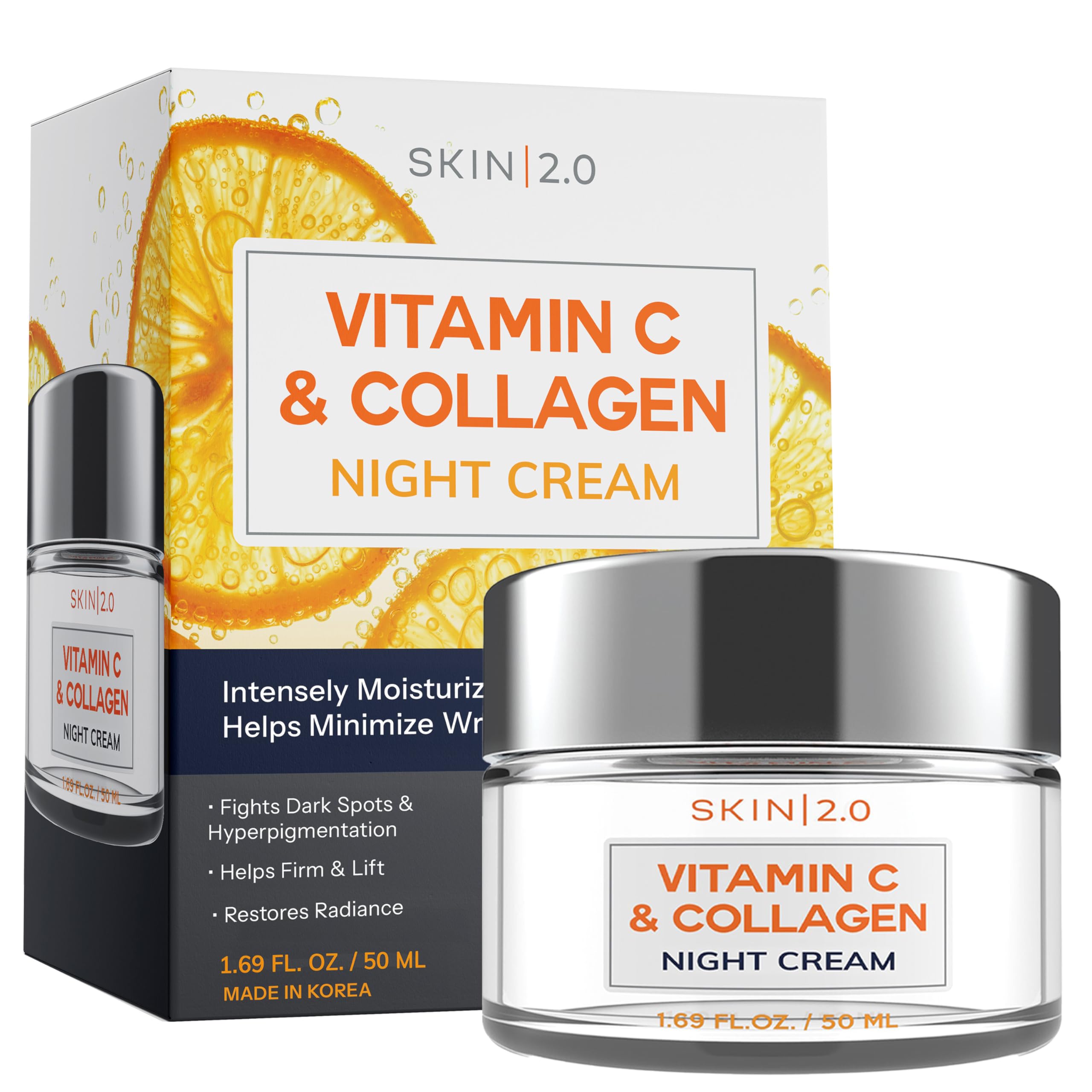 Vitamin C & Collagen Face Moisturizer – Hydrating Anti Aging Night Cream For Uneven & Dry Skin, Firms & Smooths Fine Lines – Dermatologist Tested, Korean Skin Care, Clean Beauty – 1.69 Fl Oz