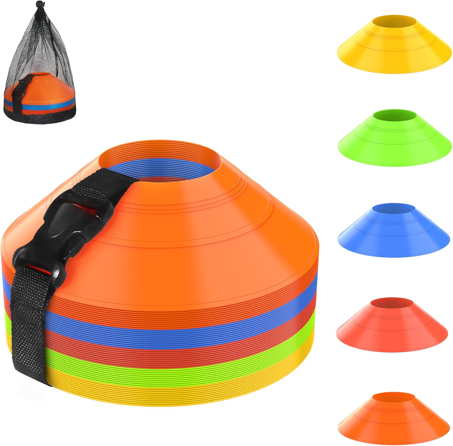 50 Pcs mini Soccer Cones,Agility Pro Disc Cones with Mesh