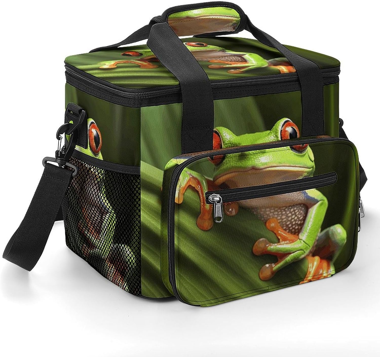 Camping Ice Pack, Tree Frog Print Cooler Bag, 22.5L Large Capacity Insulated Lunch Tote Bag for Outdoor, Picnic, BBQ, Travel, Work