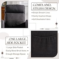 Vista 6 de Mecedora tapizada para guardería, mecedora Accent Glider con bolsillo lateral, cómoda silla con respaldo alto y reposacabezas, planeador