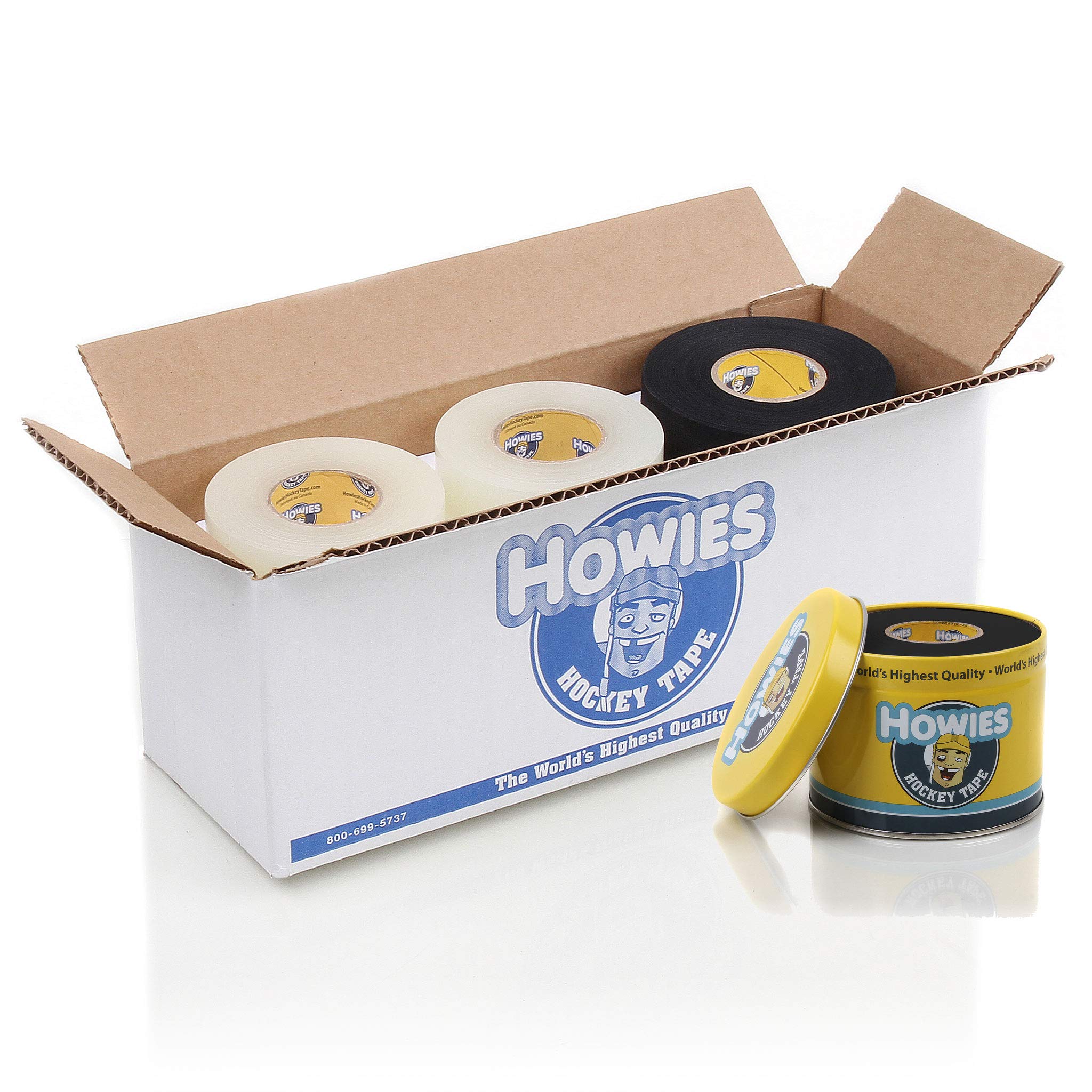 Buy Howies Hockey Tape 4 Black Cloth & 8 Clear Shin Pad Online at