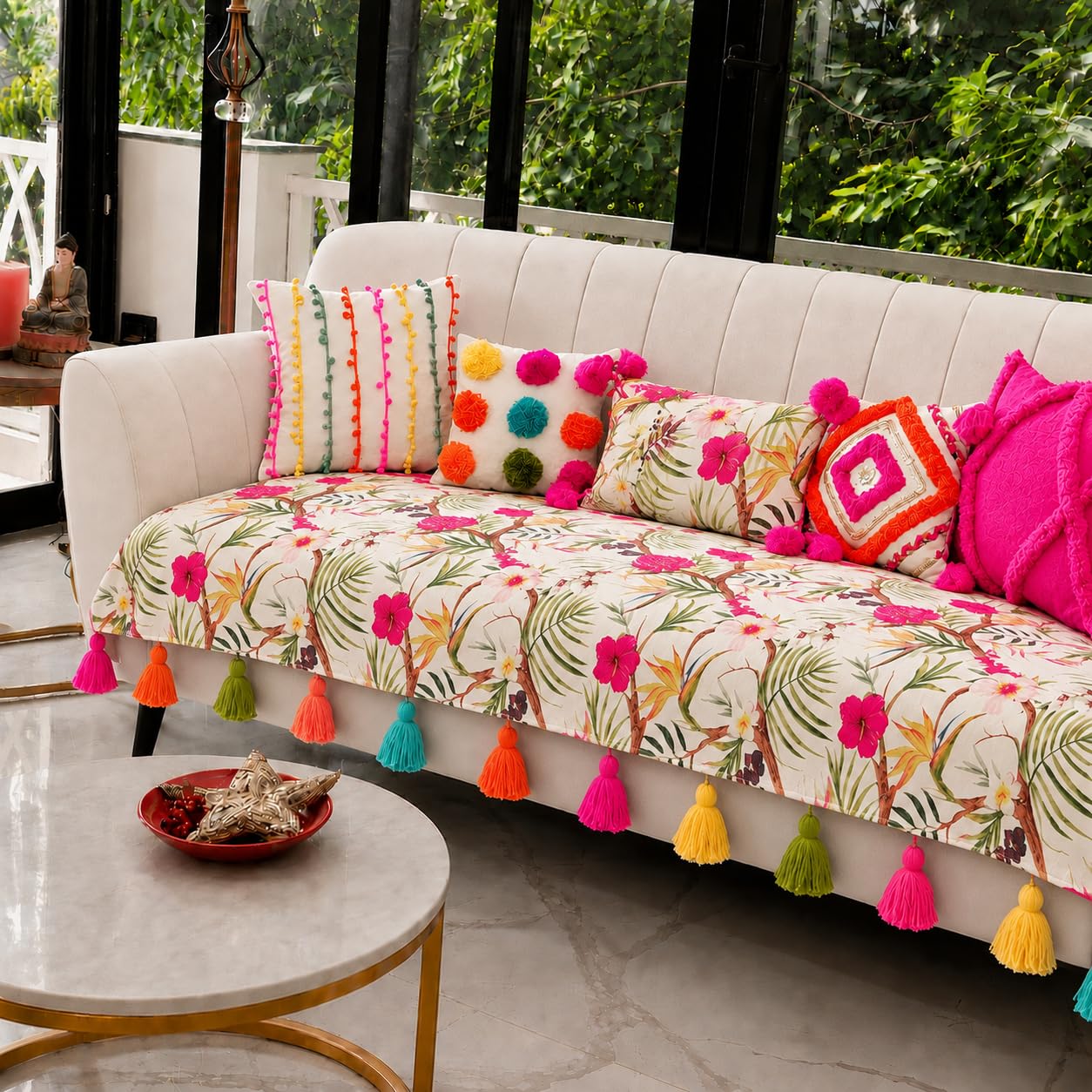 Tropical Floral Sofa Cover - Pet & Scratch Resistant -1